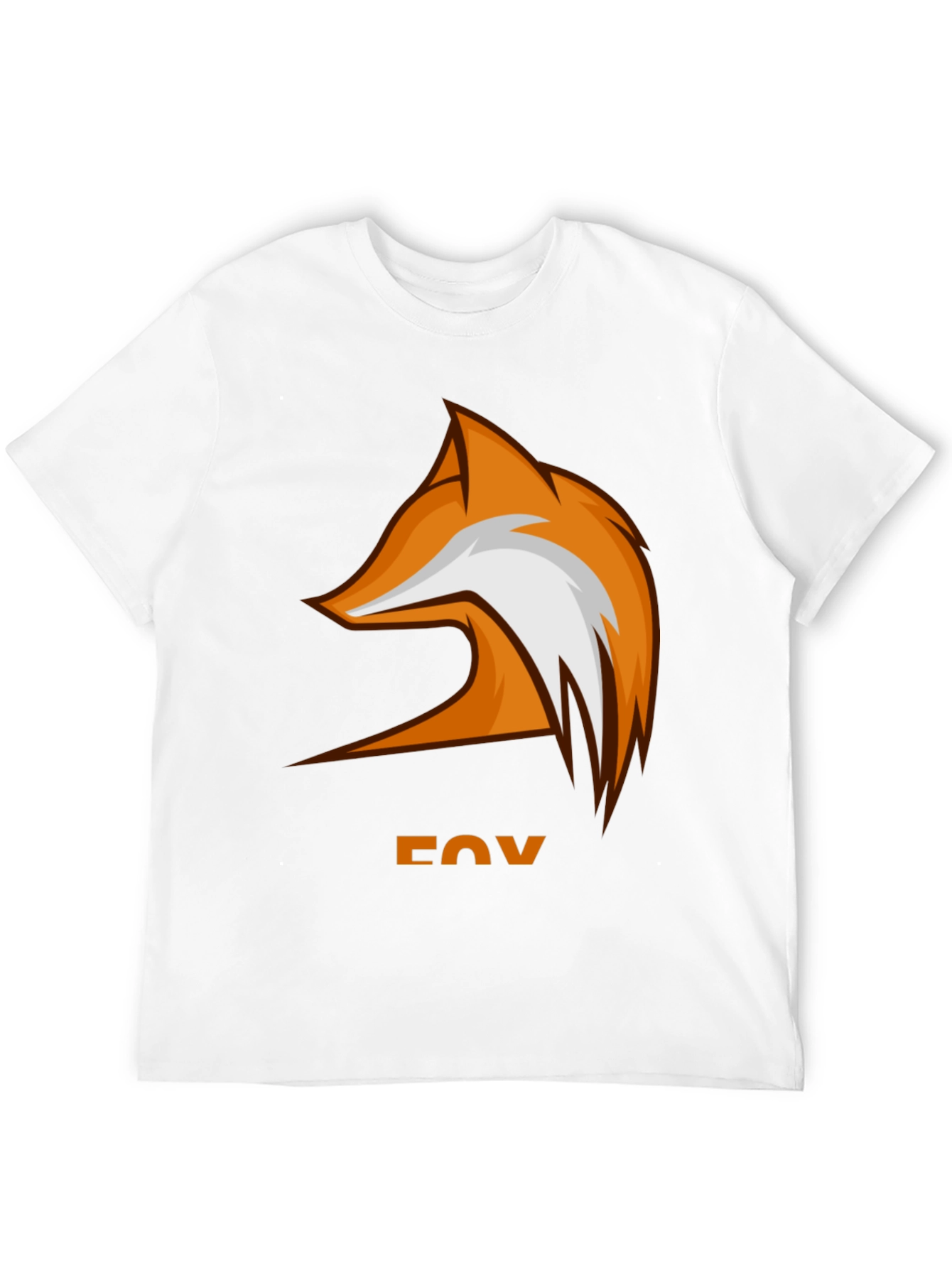 Camiseta Hombre Negra Diseño Zorro Naranja