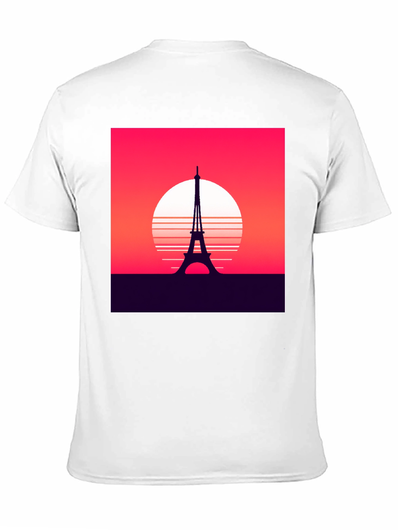 Camiseta Hombre Diseño Torre Eiffel Retro