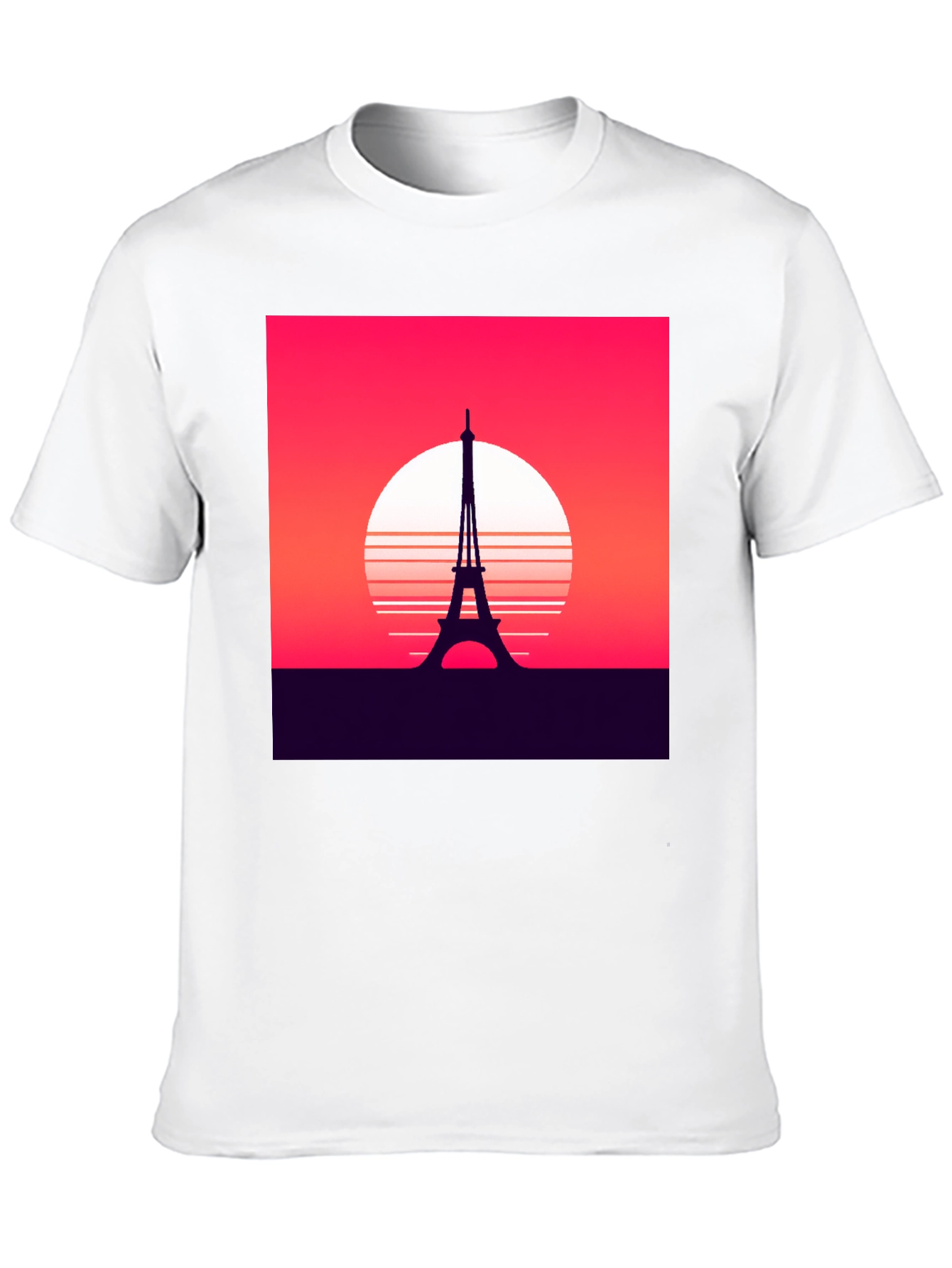 Camiseta Hombre Diseño Torre Eiffel Retro