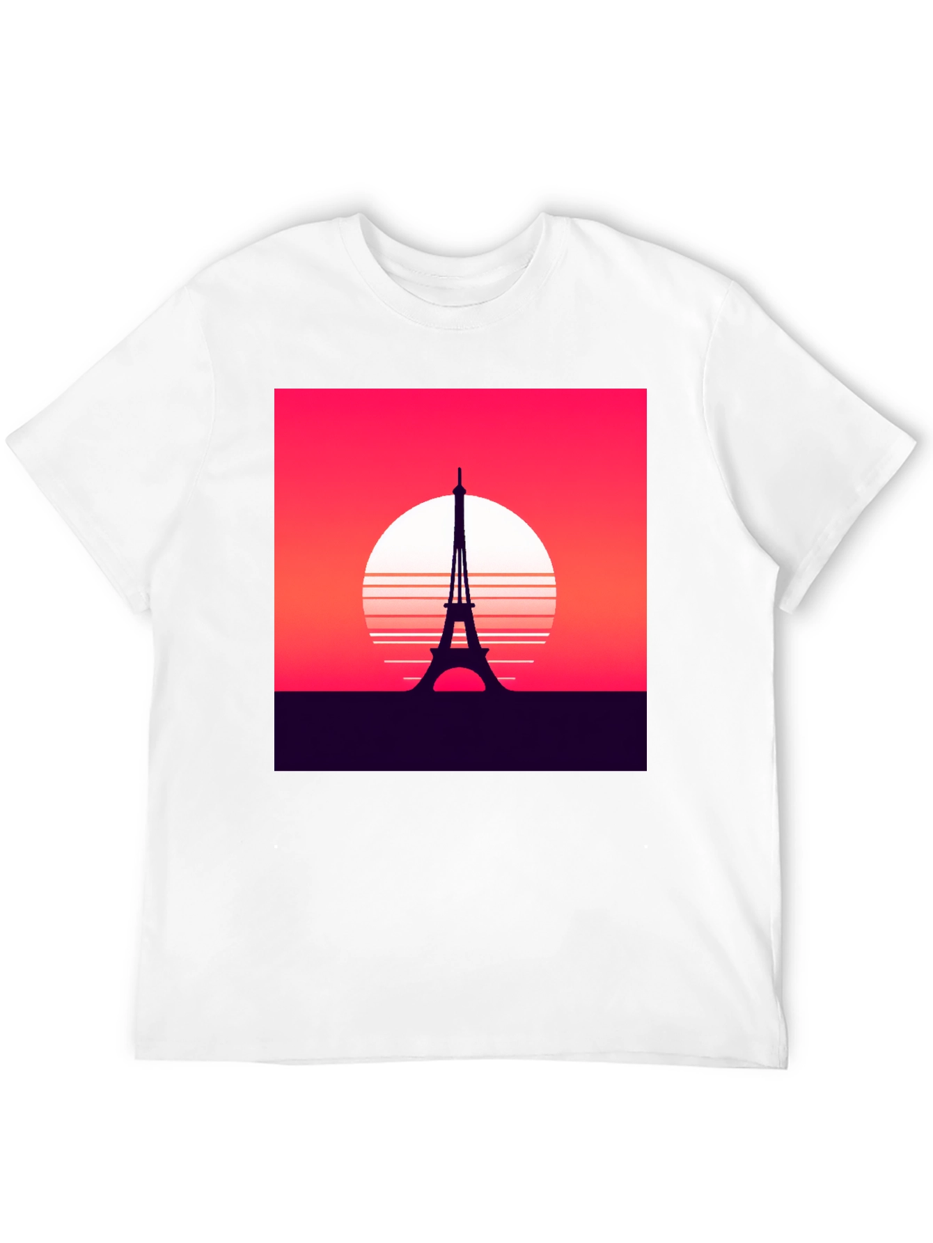Camiseta Hombre Diseño Torre Eiffel Retro