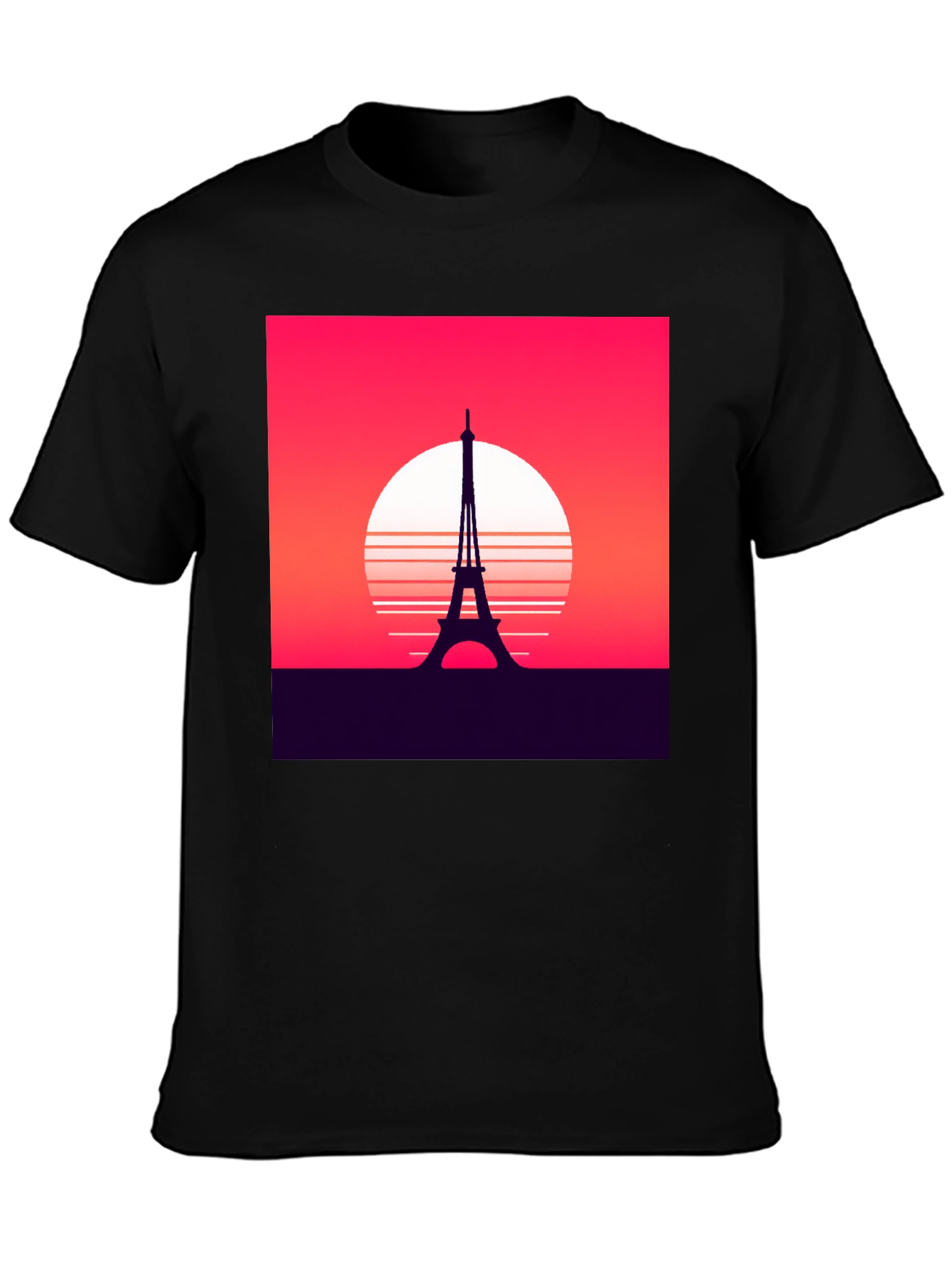 Camiseta Hombre Diseño Torre Eiffel Retro