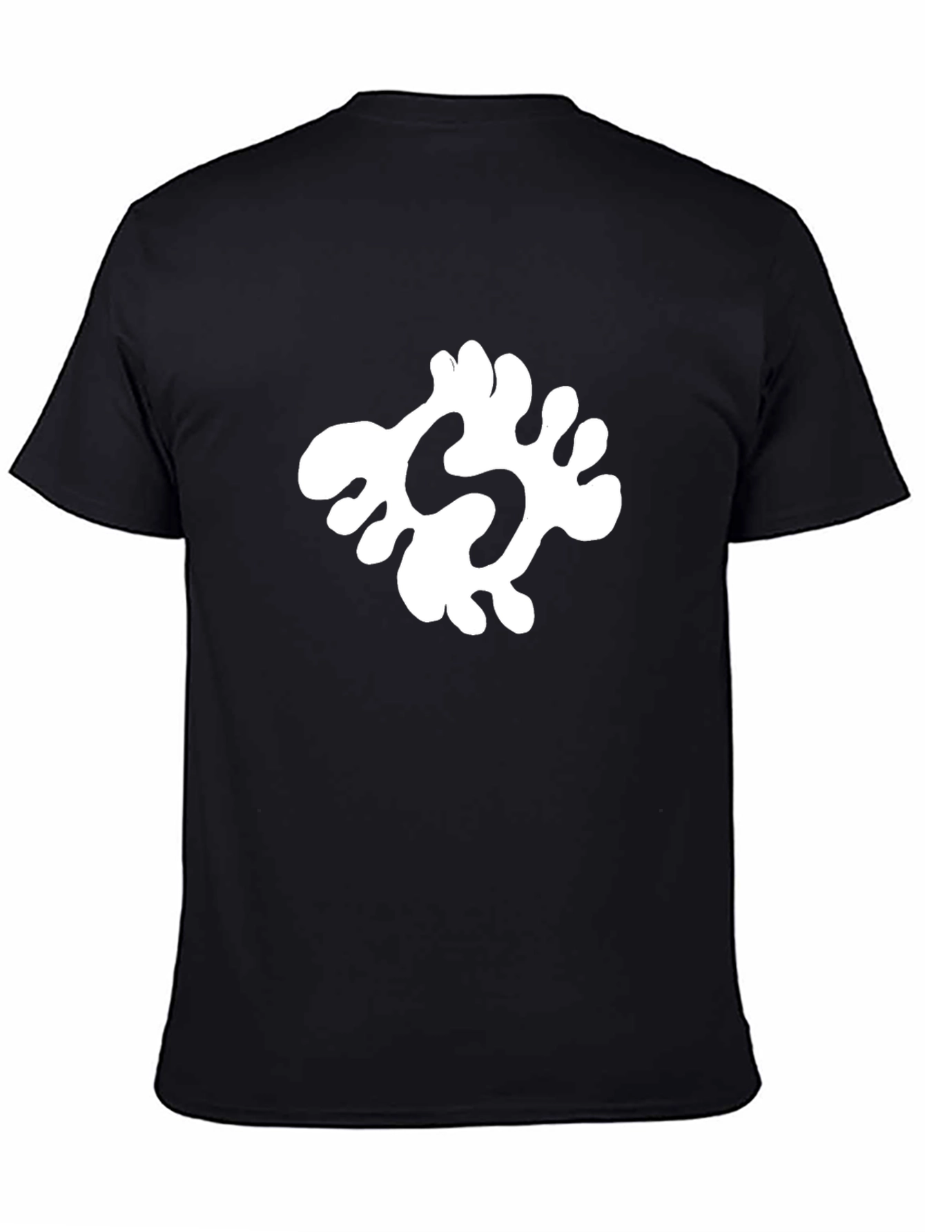 Camiseta Negra con Diseño Abstracto Blanco