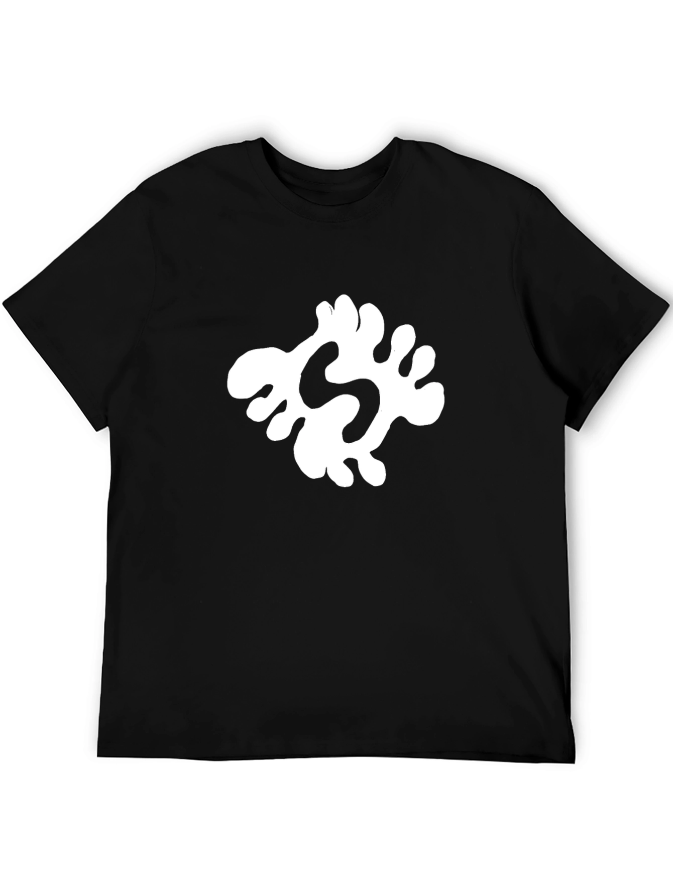 Camiseta Negra con Diseño Abstracto Blanco