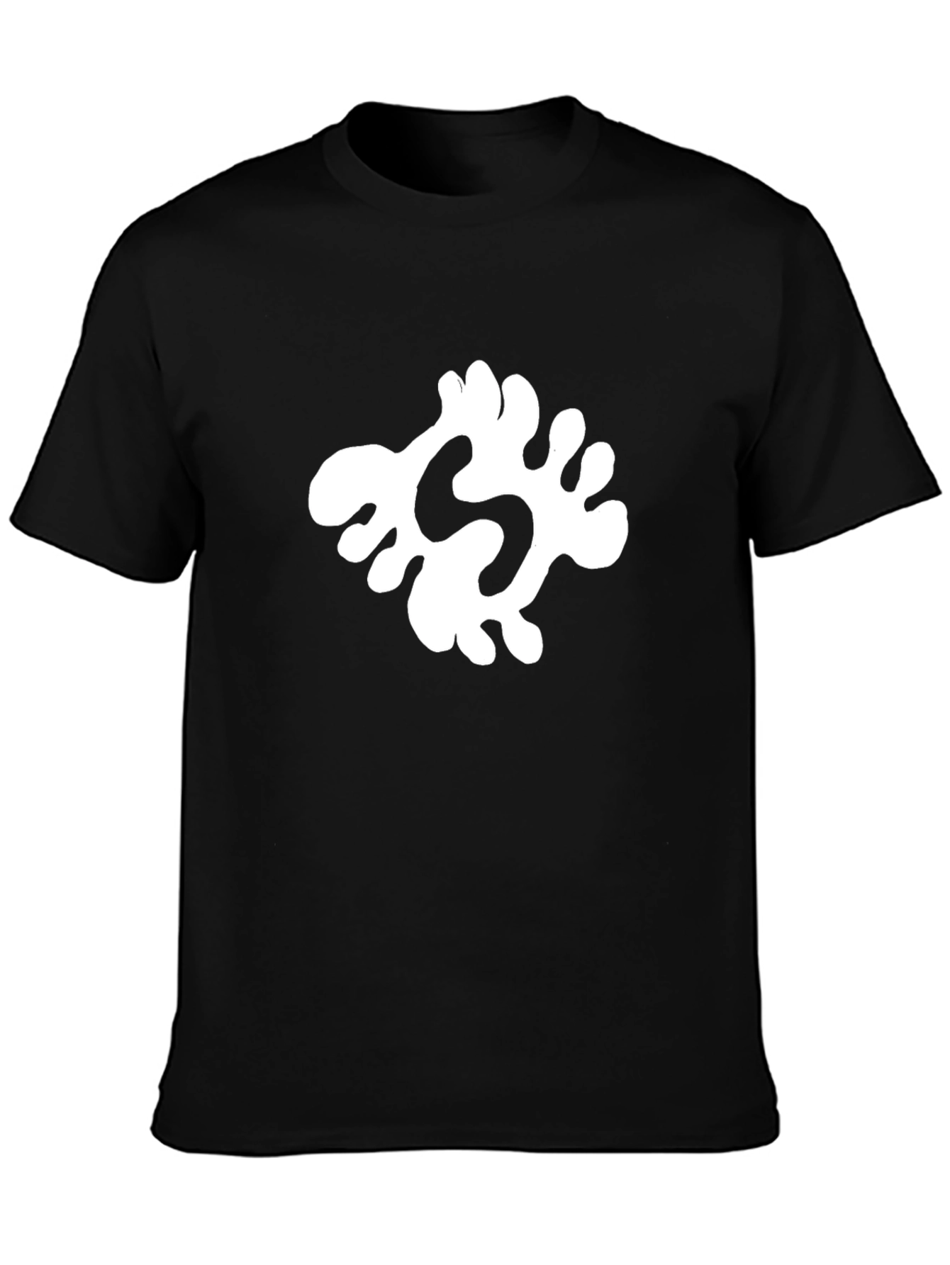 Camiseta Negra con Diseño Abstracto Blanco