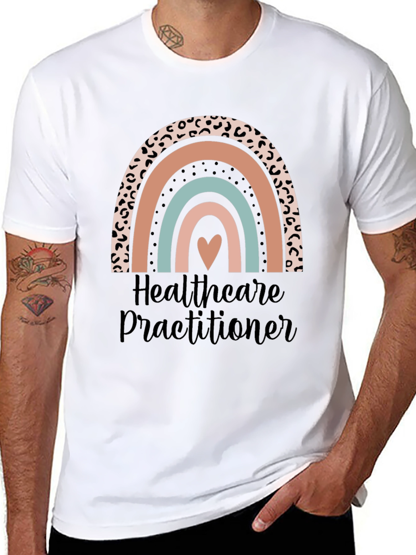 Healthcare Practitioner Rainbow Heart Graphic Tee