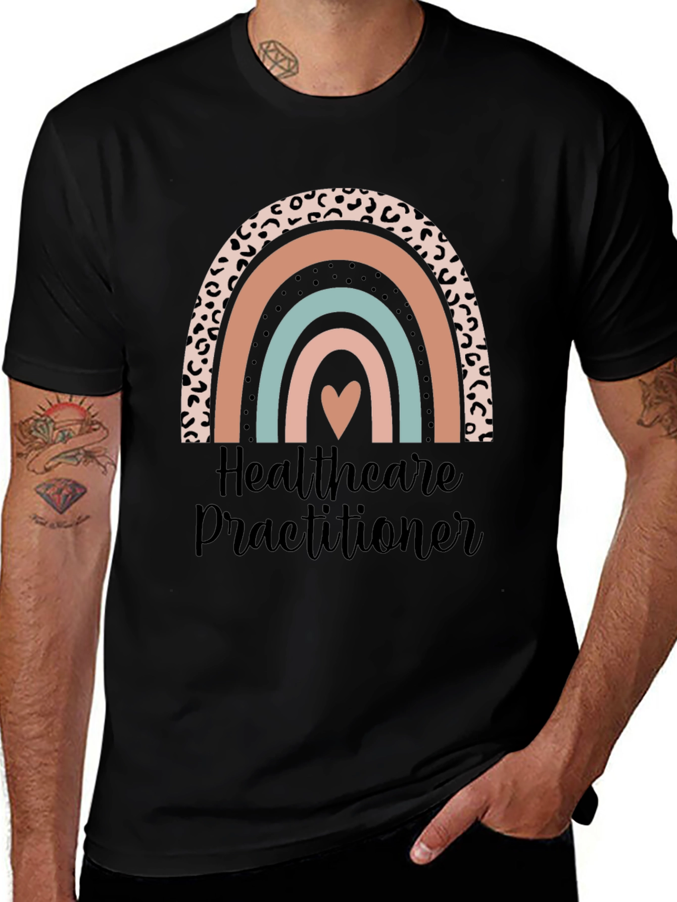Healthcare Practitioner Rainbow Heart Graphic Tee