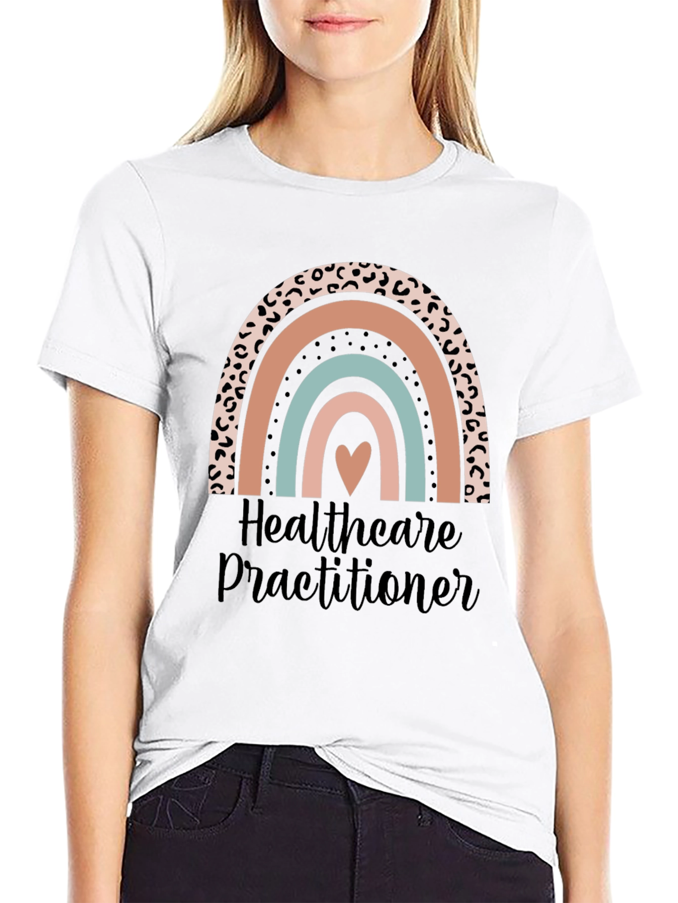 Healthcare Practitioner Rainbow Heart Graphic Tee