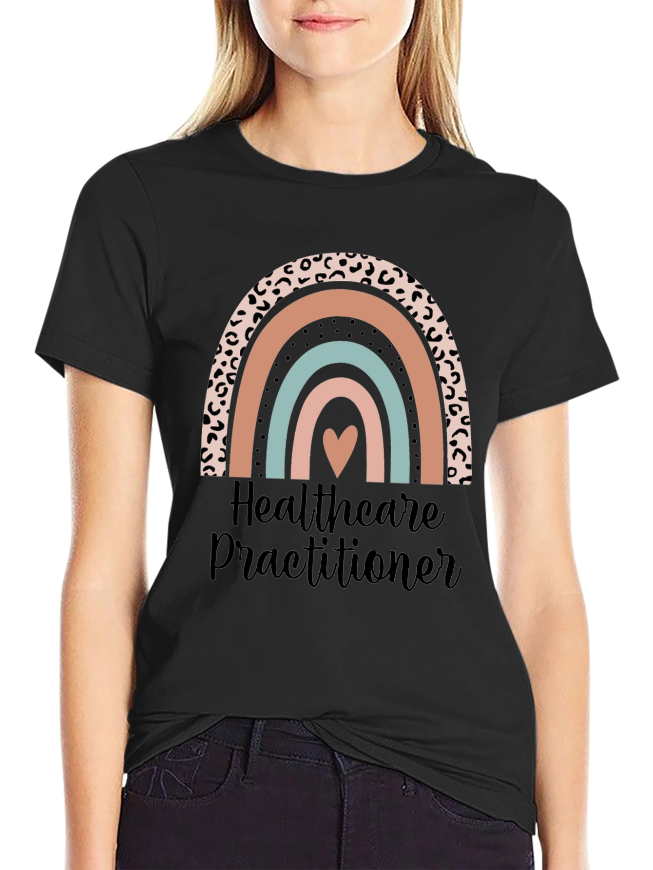Healthcare Practitioner Rainbow Heart Graphic Tee