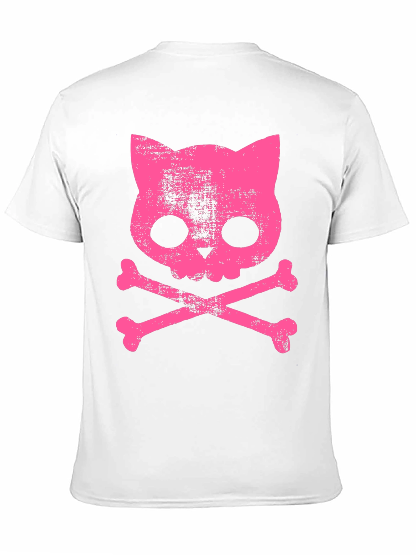 Camiseta Negra con Calavera de Gato Rosa