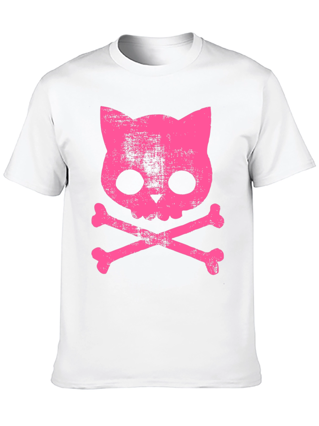 Camiseta Negra con Calavera de Gato Rosa