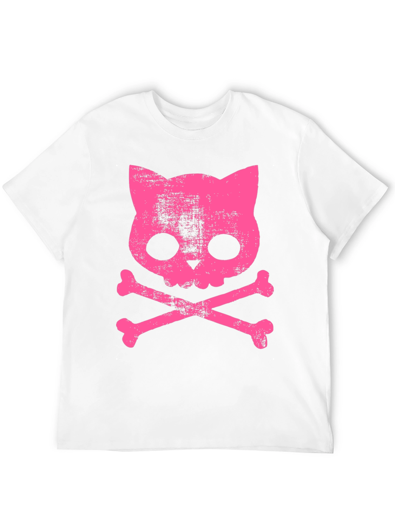 Camiseta Negra con Calavera de Gato Rosa