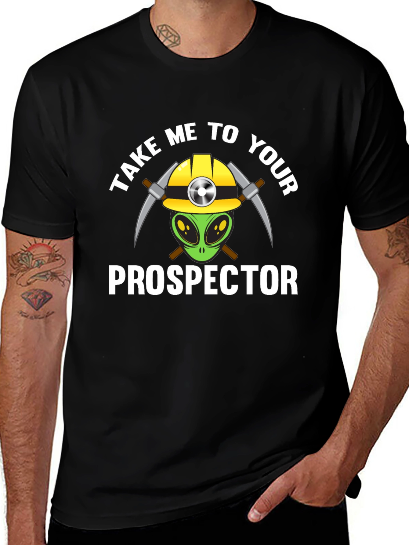 Camiseta Negra - Extraterrestre Minero