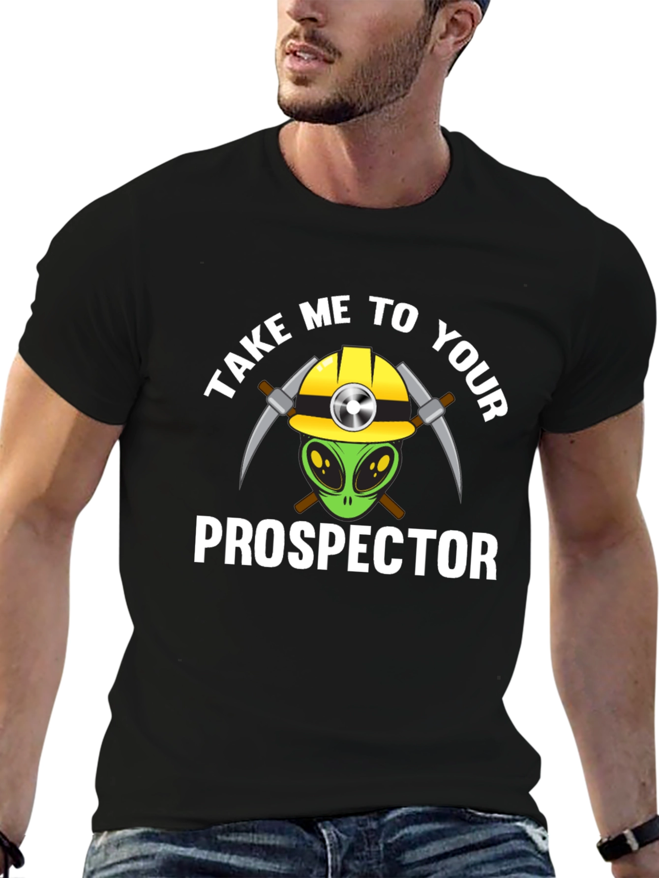 Camiseta Negra - Extraterrestre Minero