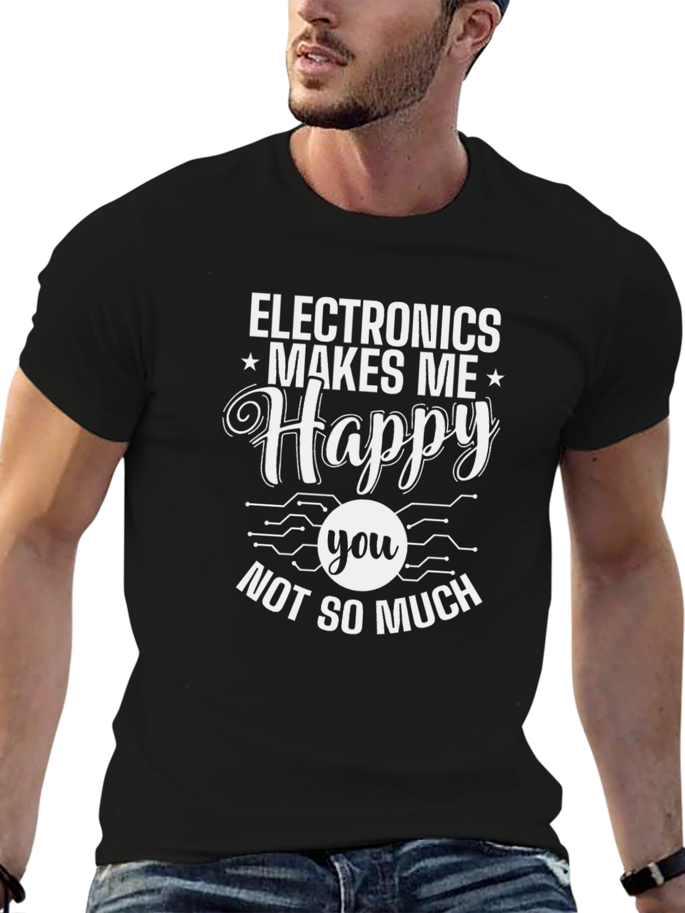 Camiseta Negra: Electrónica Me Hace Feliz