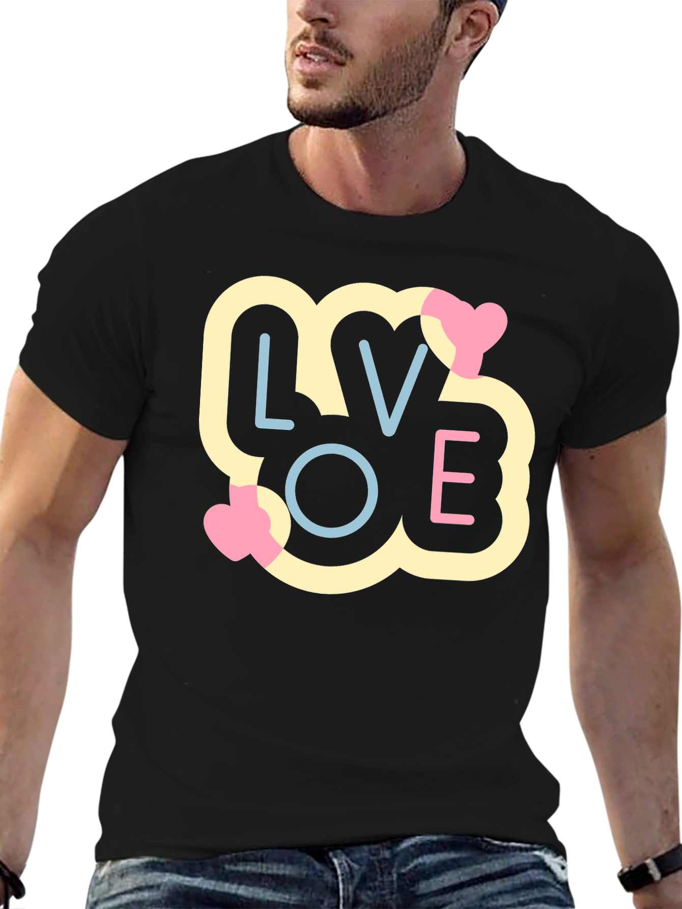 Camiseta Negra LOVE Estilo Pop Art