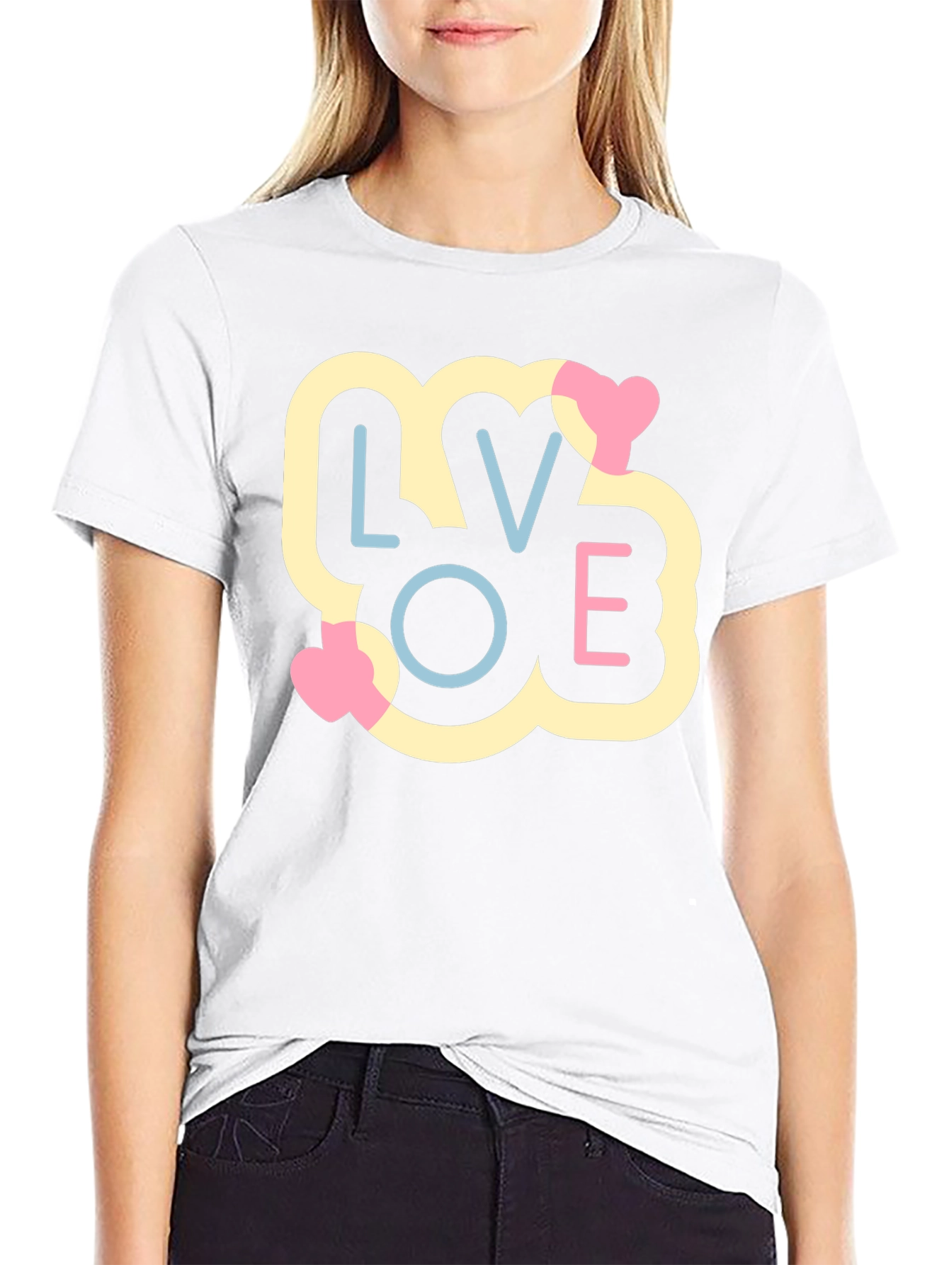 Camiseta Negra LOVE Estilo Pop Art