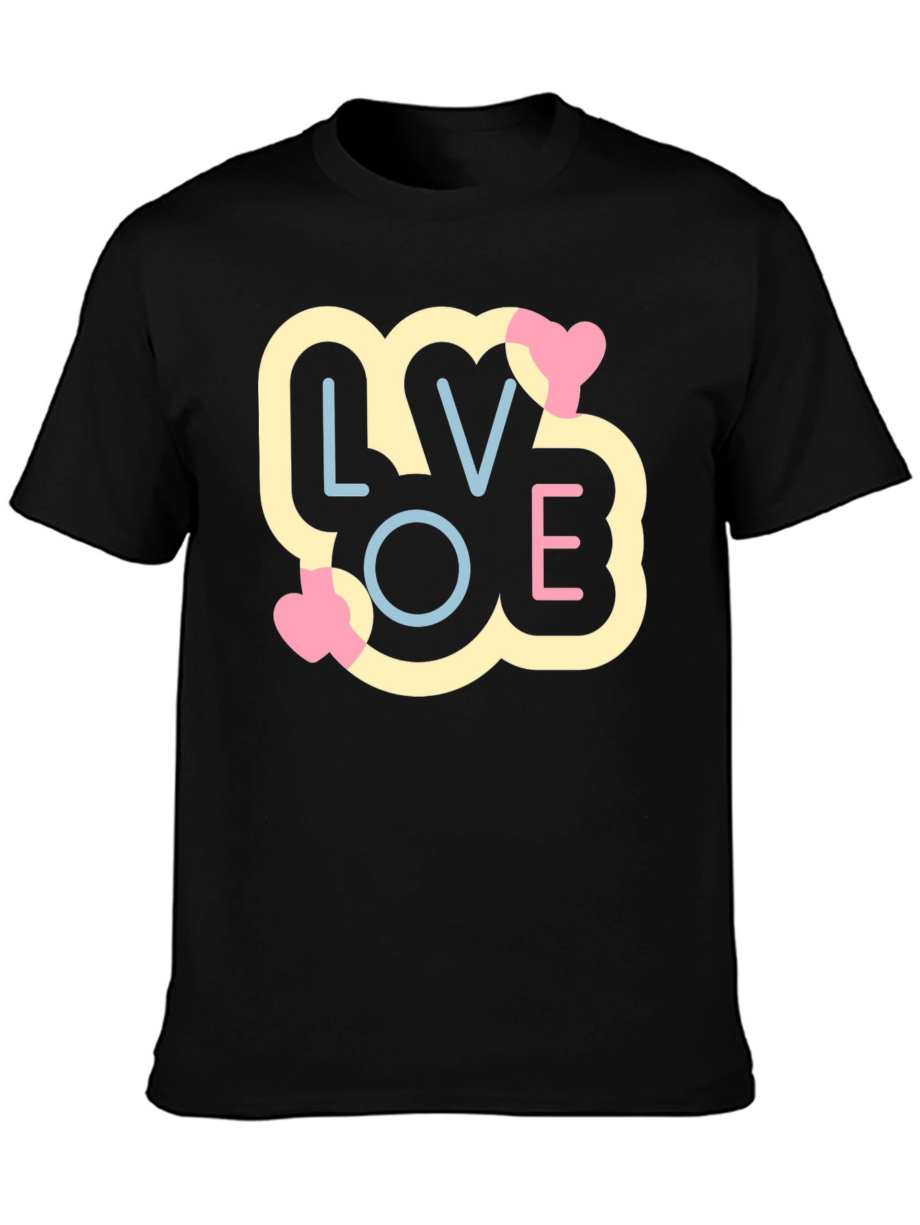 Camiseta Negra LOVE Estilo Pop Art