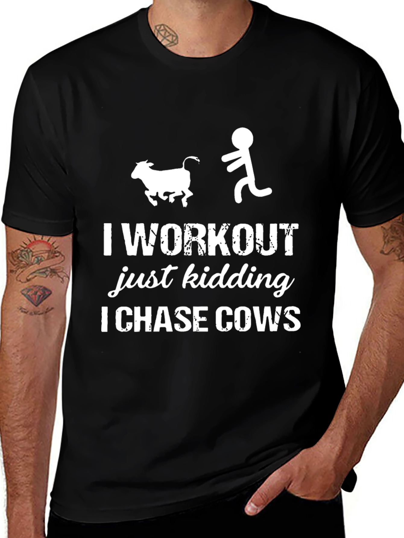 Camiseta Hombre: Persiguiendo Vacas con Humor