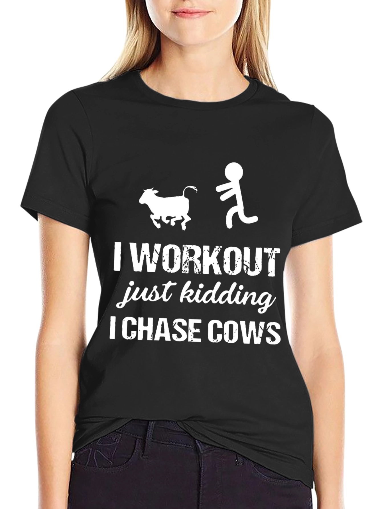 Camiseta Hombre: Persiguiendo Vacas con Humor