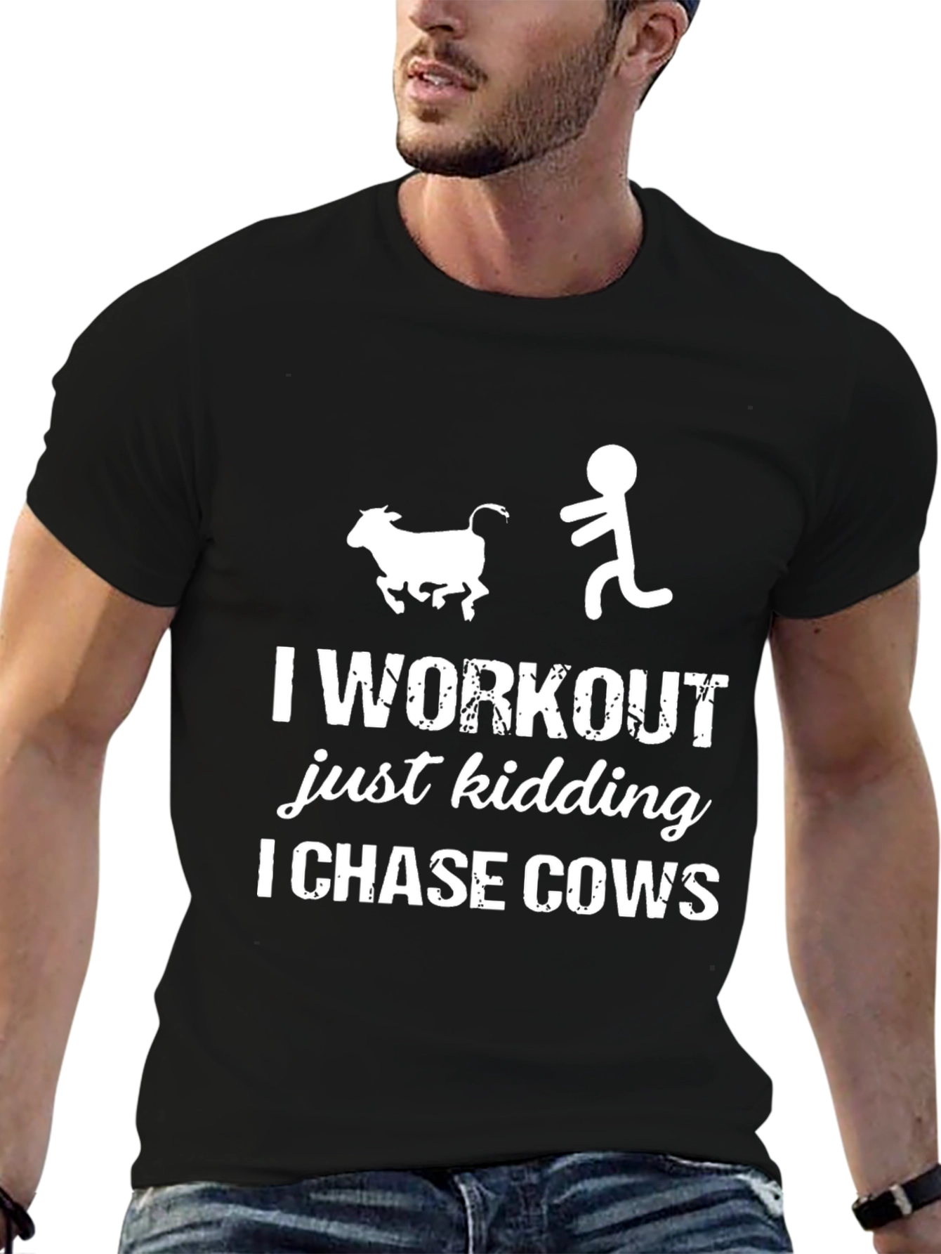 Camiseta Hombre: Persiguiendo Vacas con Humor