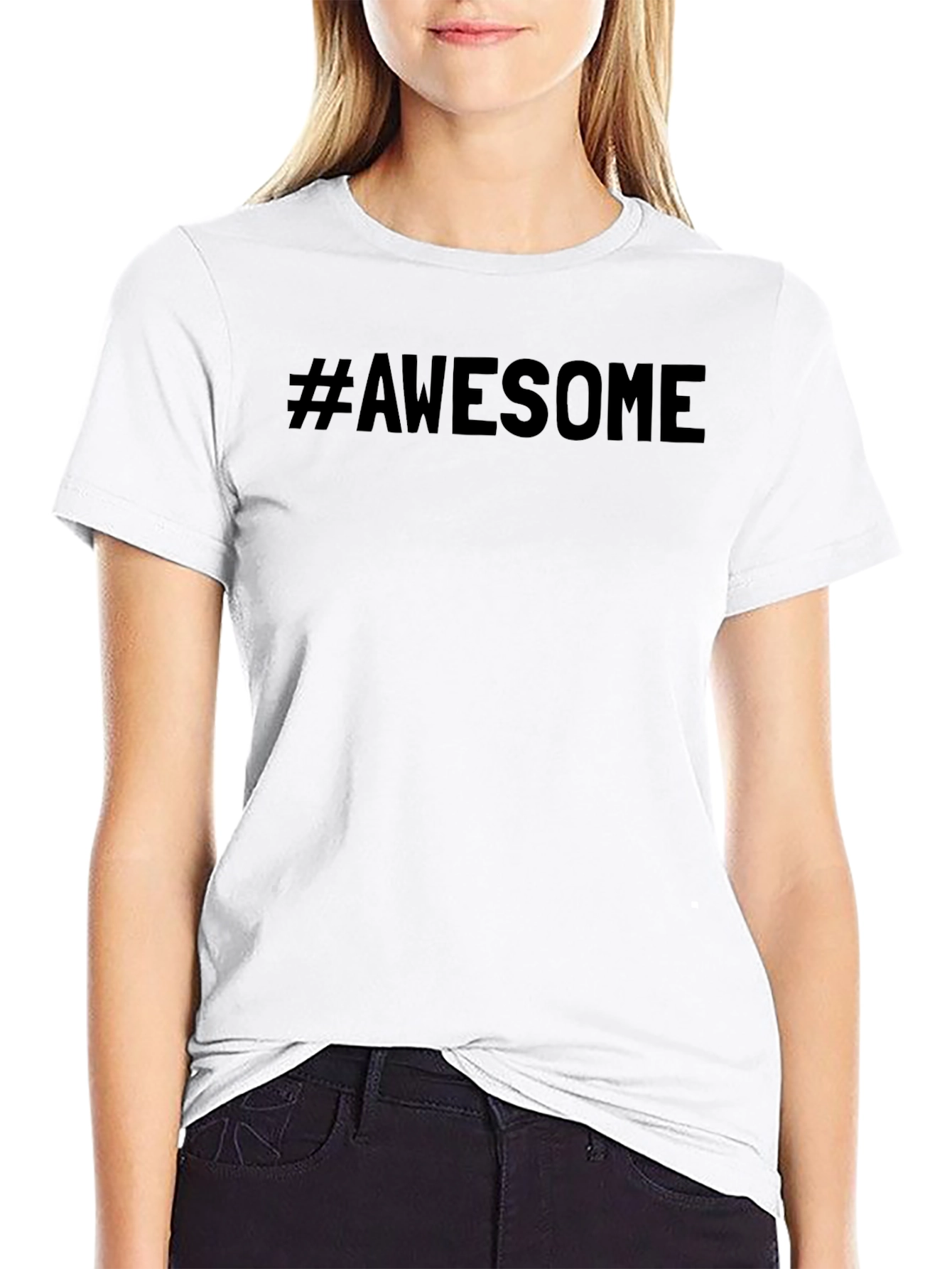 Camiseta Negra #Awesome Casual para Hombre
