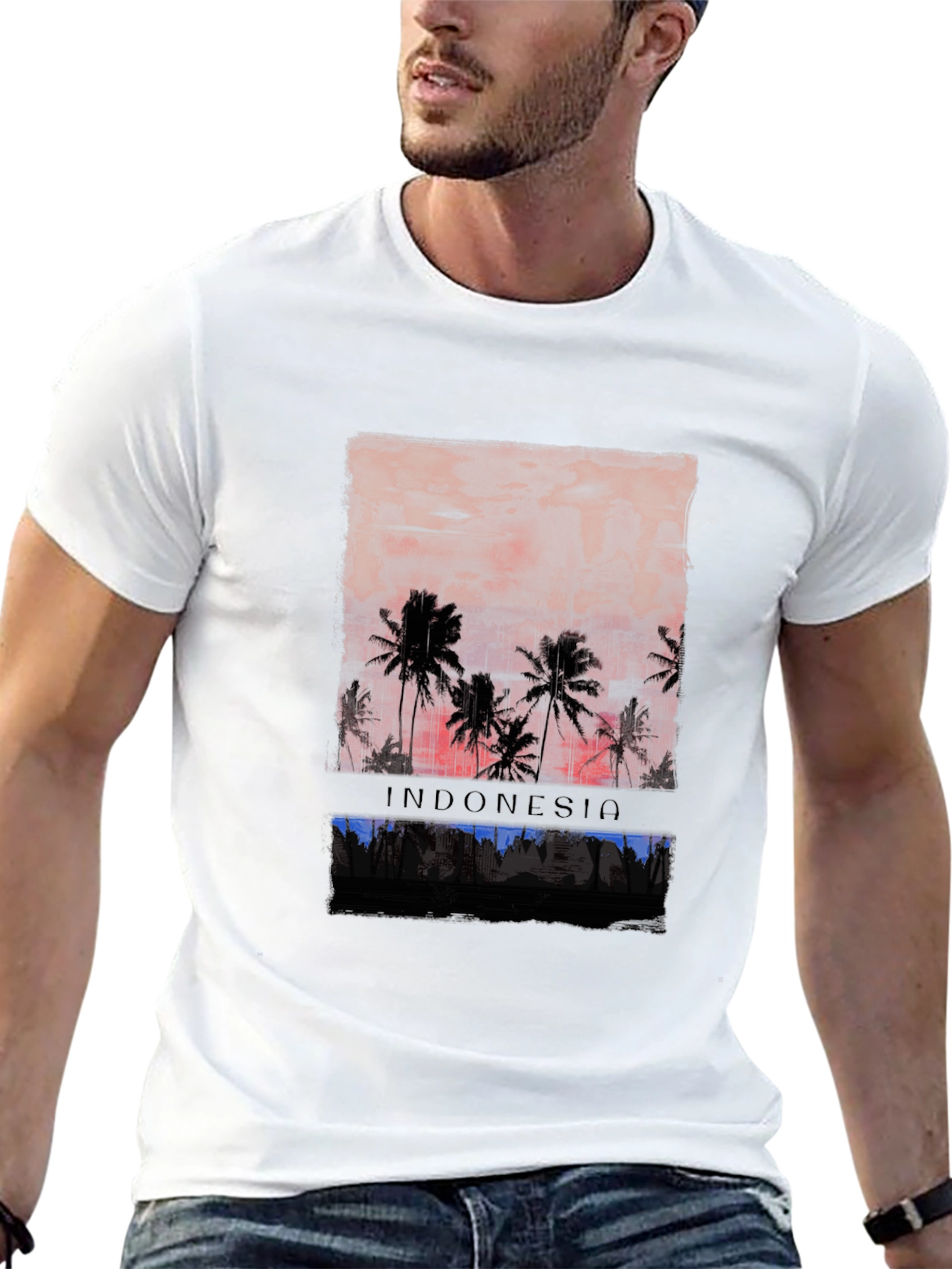 Camiseta Hombre Negra Indonesia - Estilo Verano