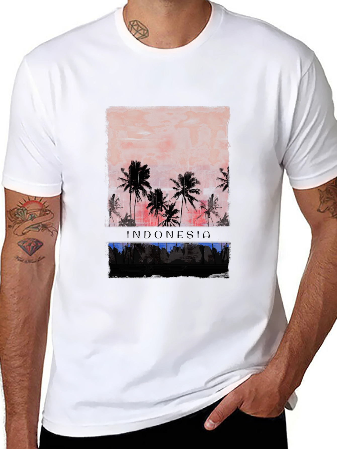 Camiseta Hombre Negra Indonesia - Estilo Verano