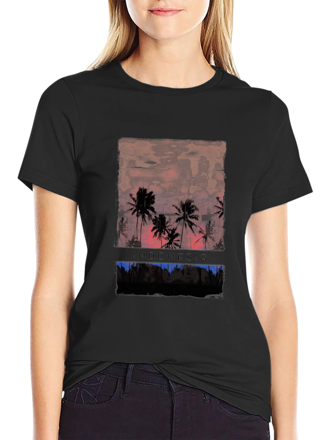 Camiseta Hombre Negra Indonesia - Estilo Verano