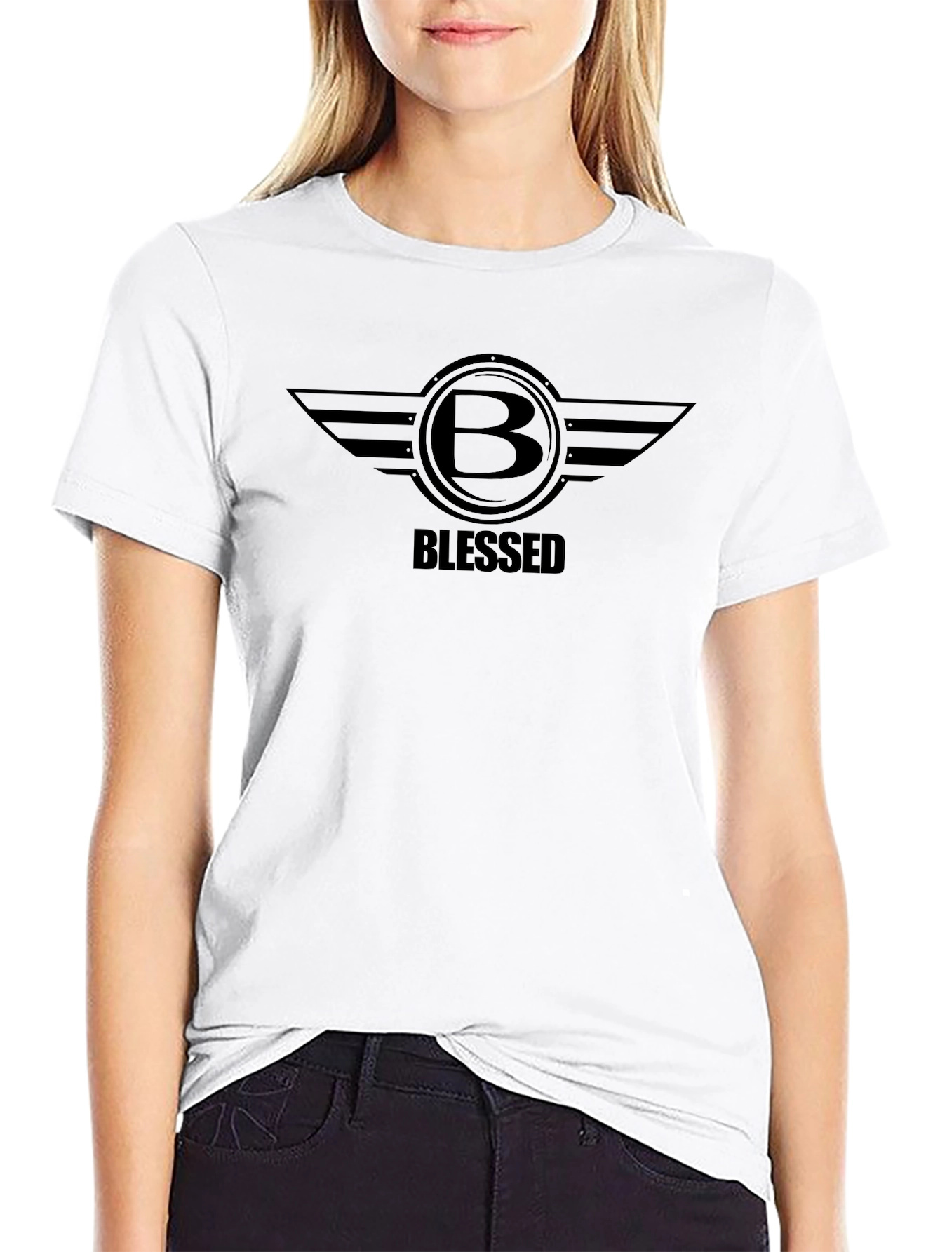 Camiseta Negra Blessed con Diseño Gráfico