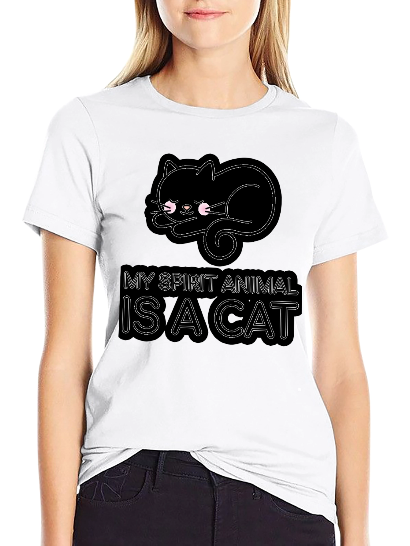 Camiseta Negra Mi Animal Espiritual es un Gato