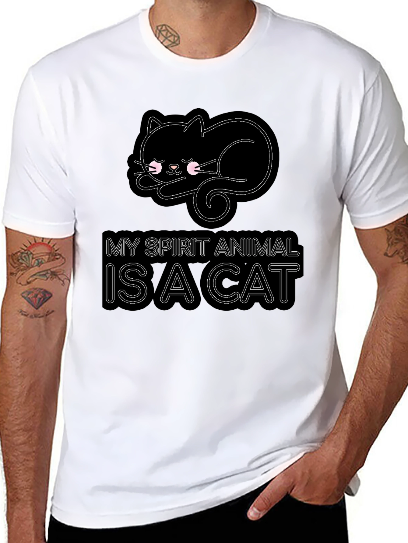 Camiseta Negra Mi Animal Espiritual es un Gato