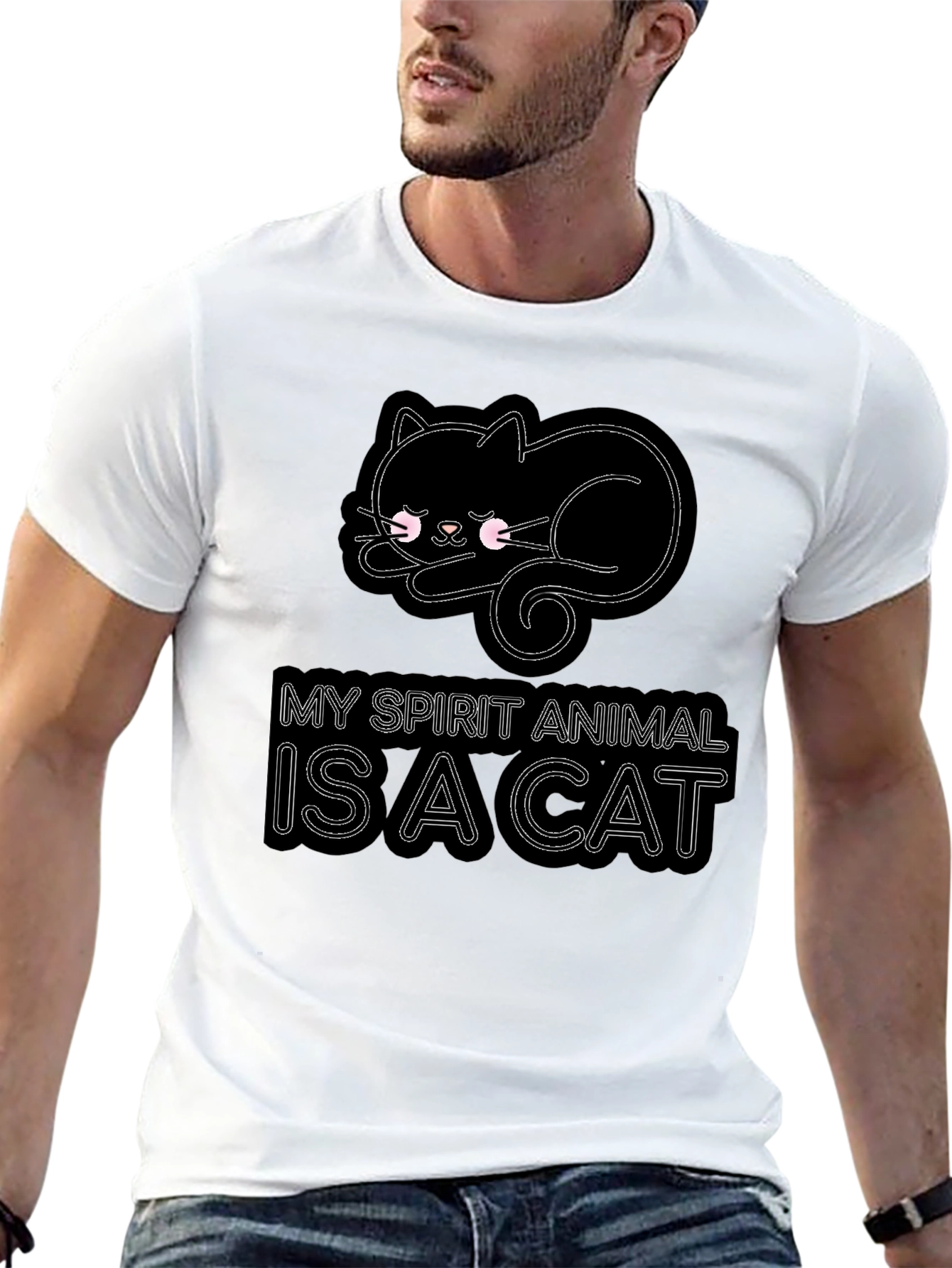 Camiseta Negra Mi Animal Espiritual es un Gato