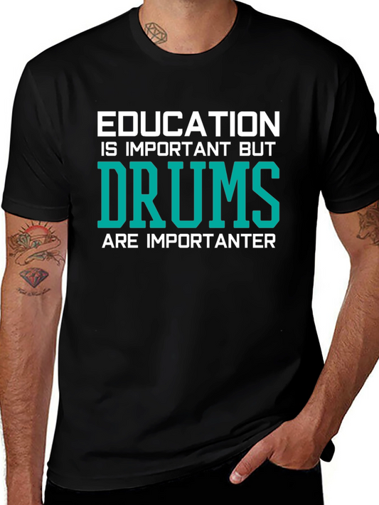 Camiseta Negra: La Educación es Importante ¡Pero la Batería Más!