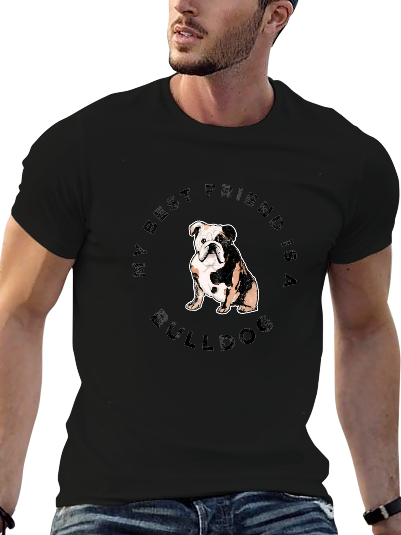 Camiseta Negra Bulldog: Mi Mejor Amigo
