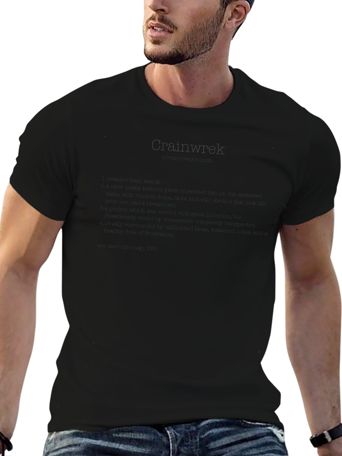 Camiseta Negra Casual de Algodón para Hombre