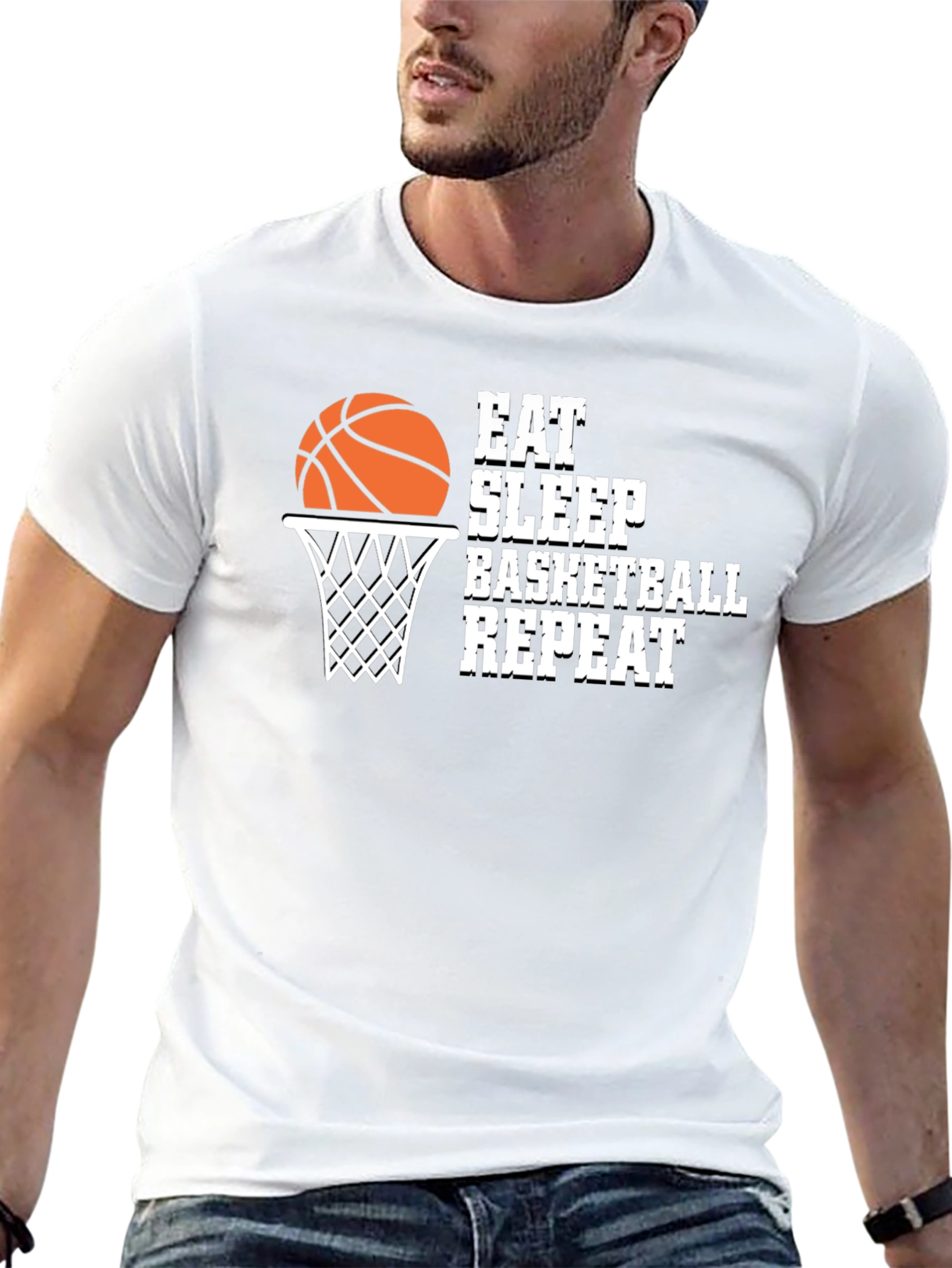 Camiseta Hombre Baloncesto - Come Duerme Baloncesto Repite