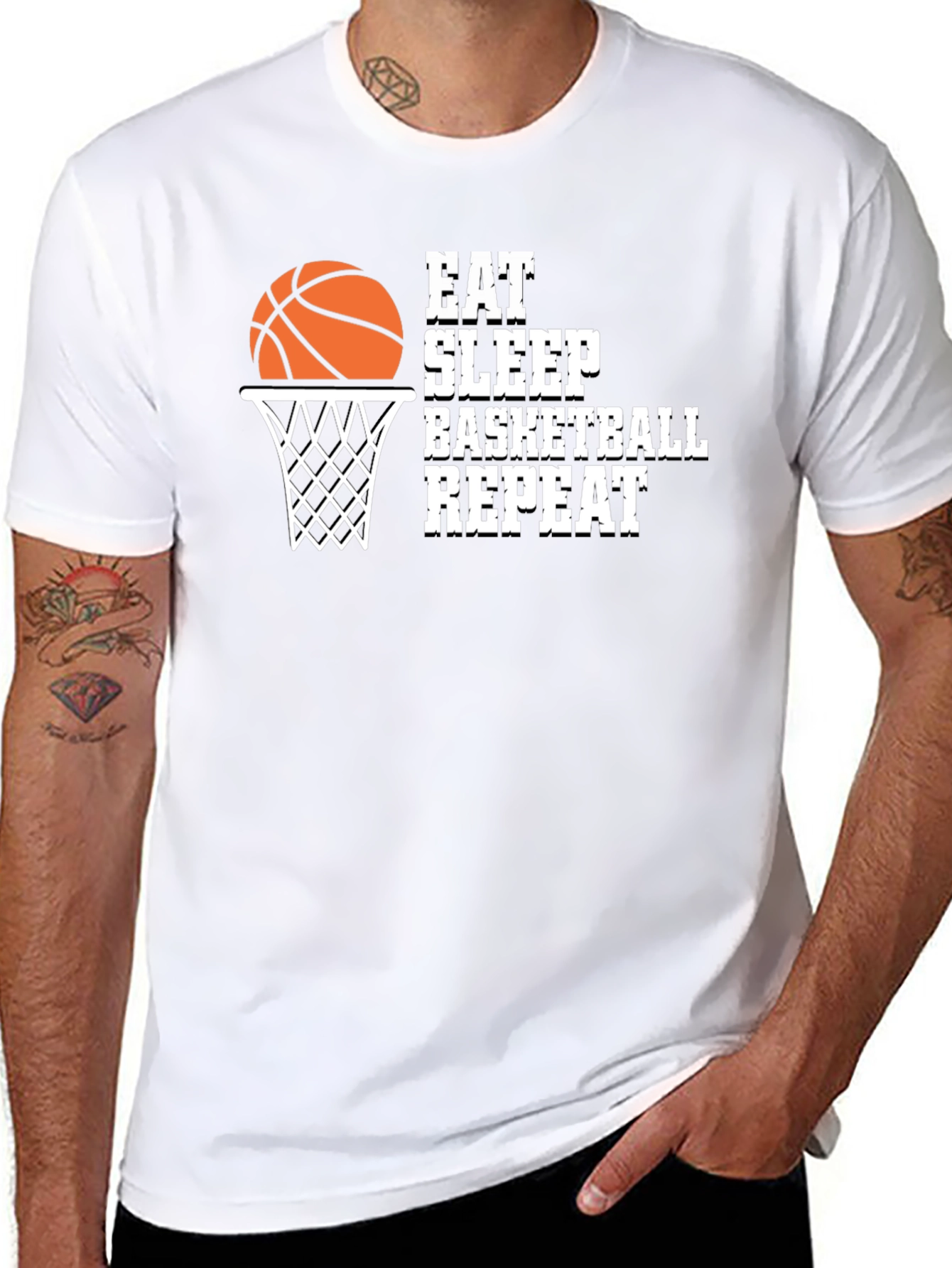 Camiseta Hombre Baloncesto - Come Duerme Baloncesto Repite