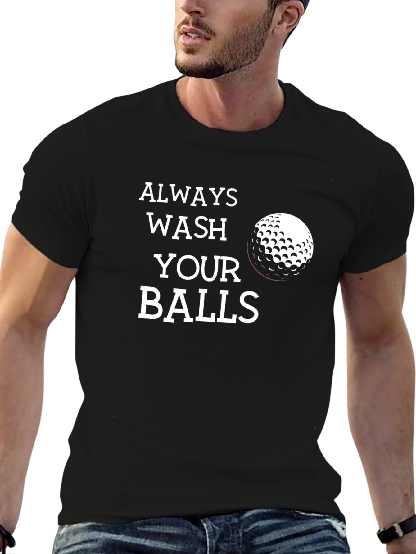 Camiseta Negra Always Wash Your Balls Golf