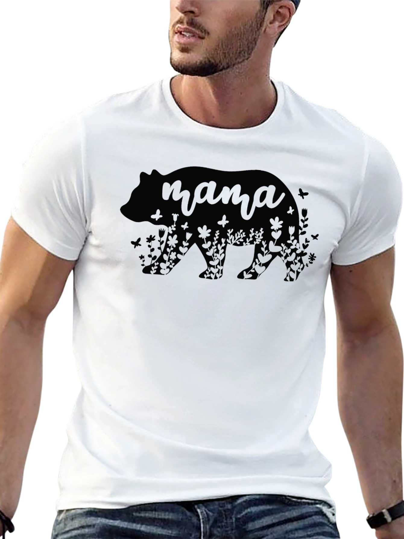 Camiseta Oso Mama Floral Negra