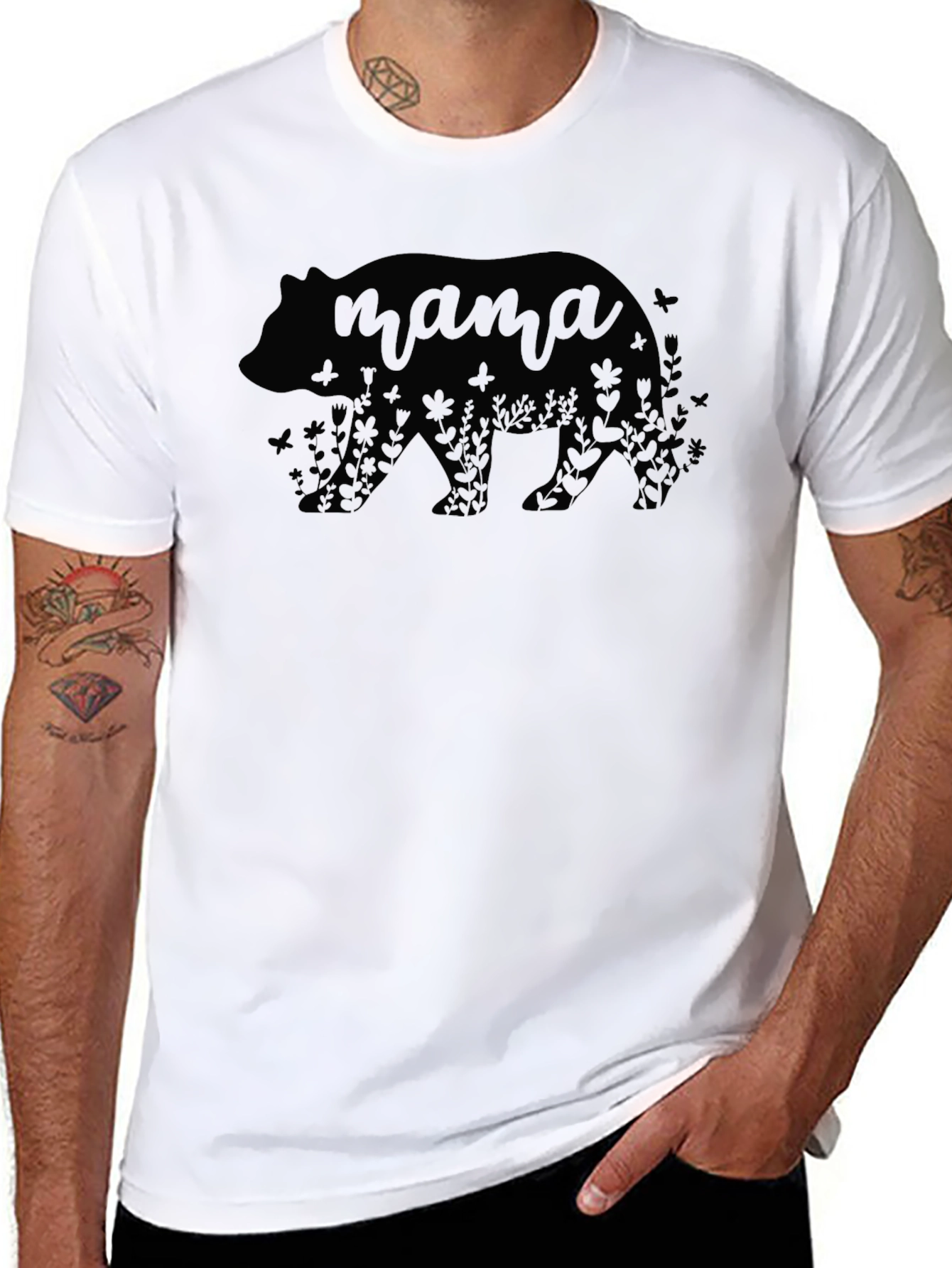 Camiseta Oso Mama Floral Negra