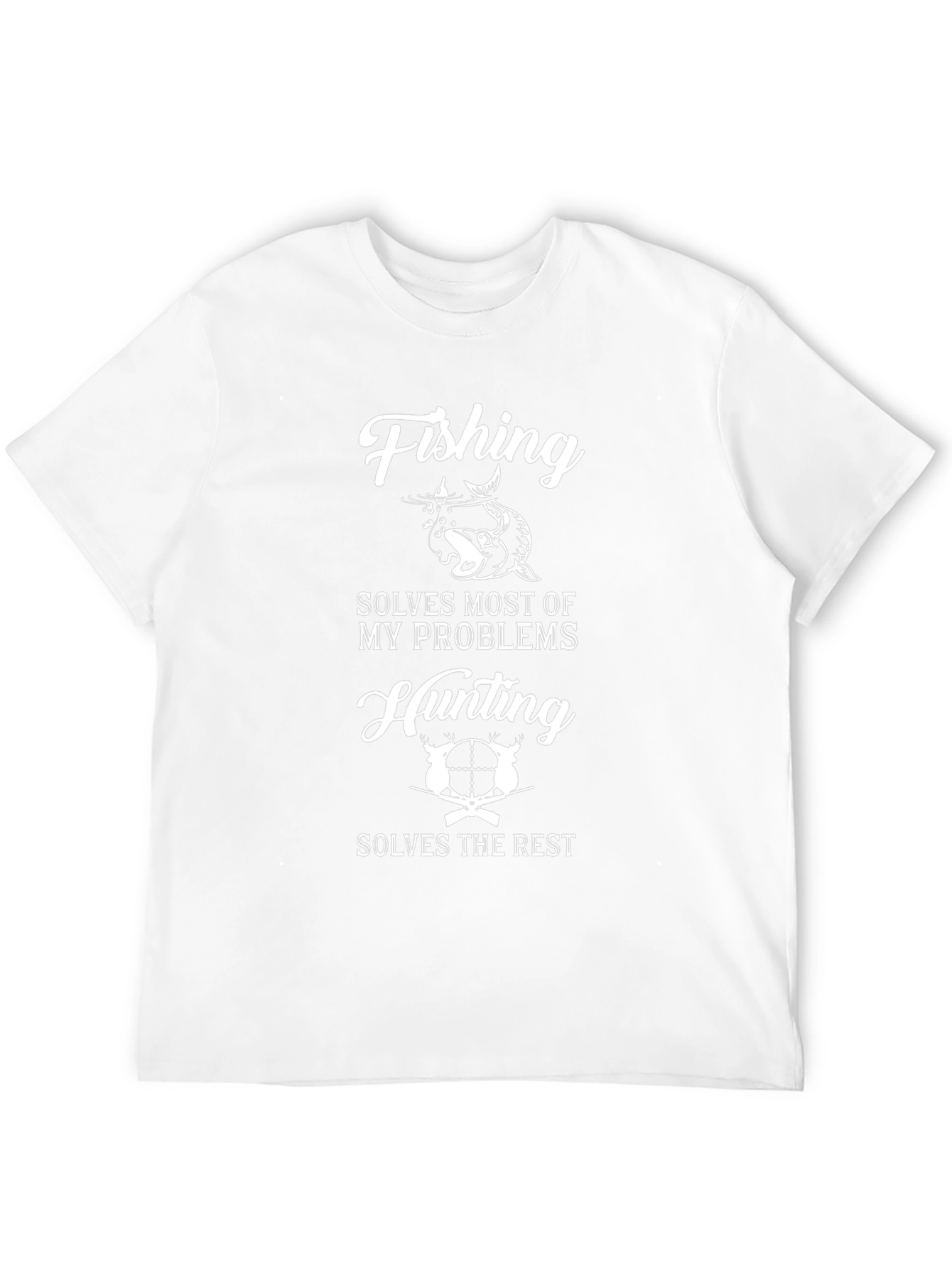 Camiseta Negra: Pesca y Caza Solución a Todo