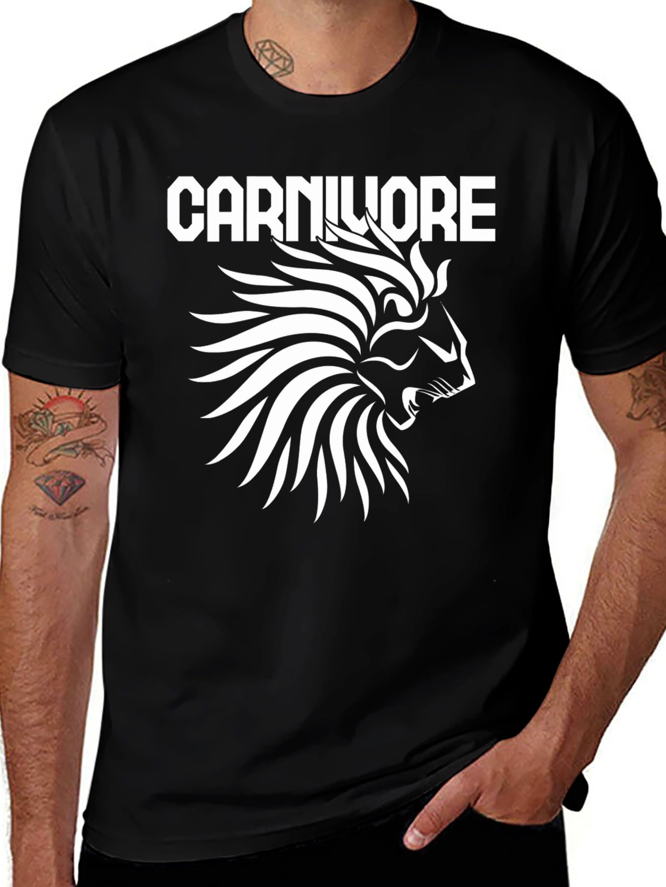 Camiseta Negra Carnivore León Blanco