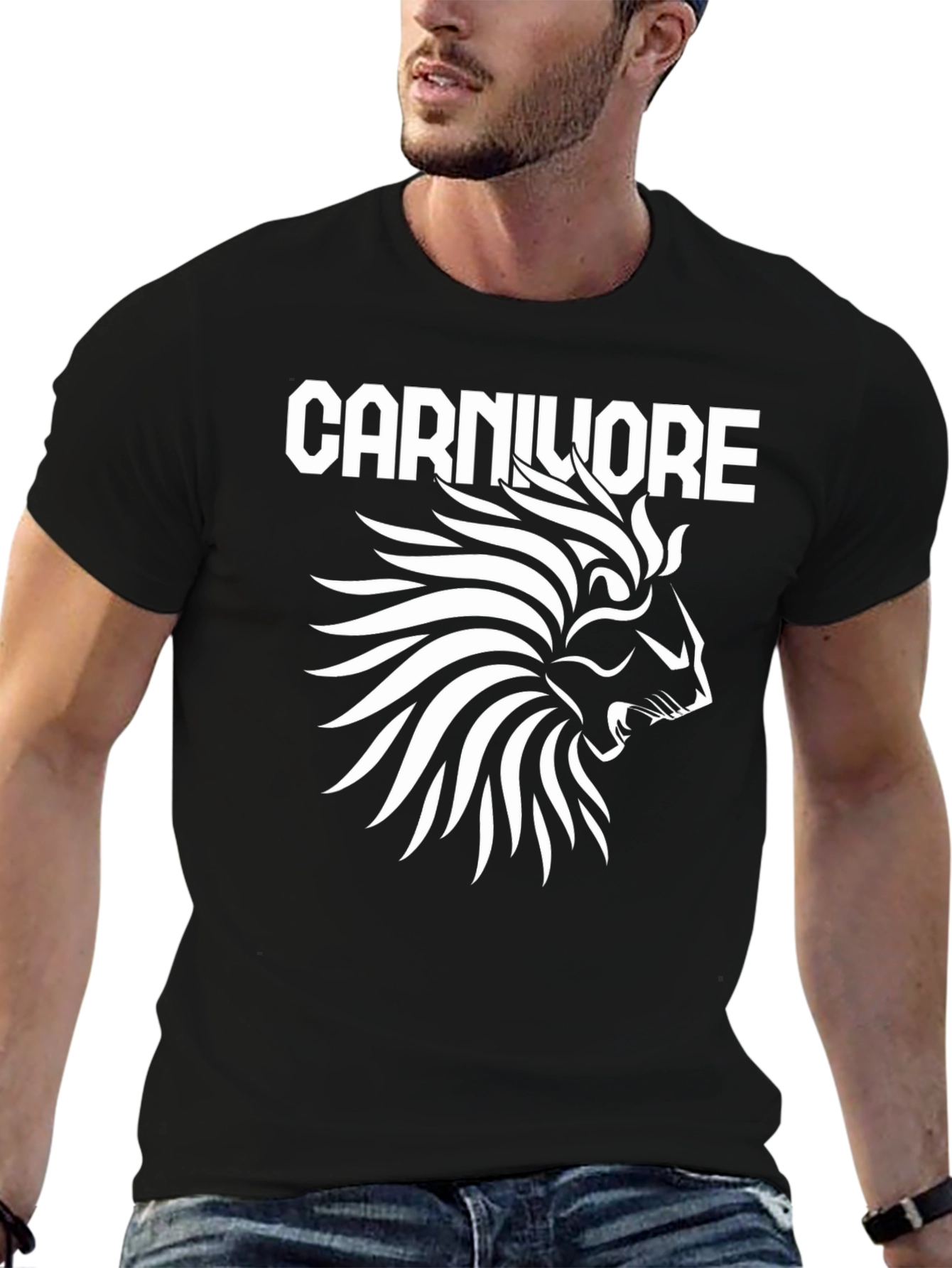 Camiseta Negra Carnivore León Blanco