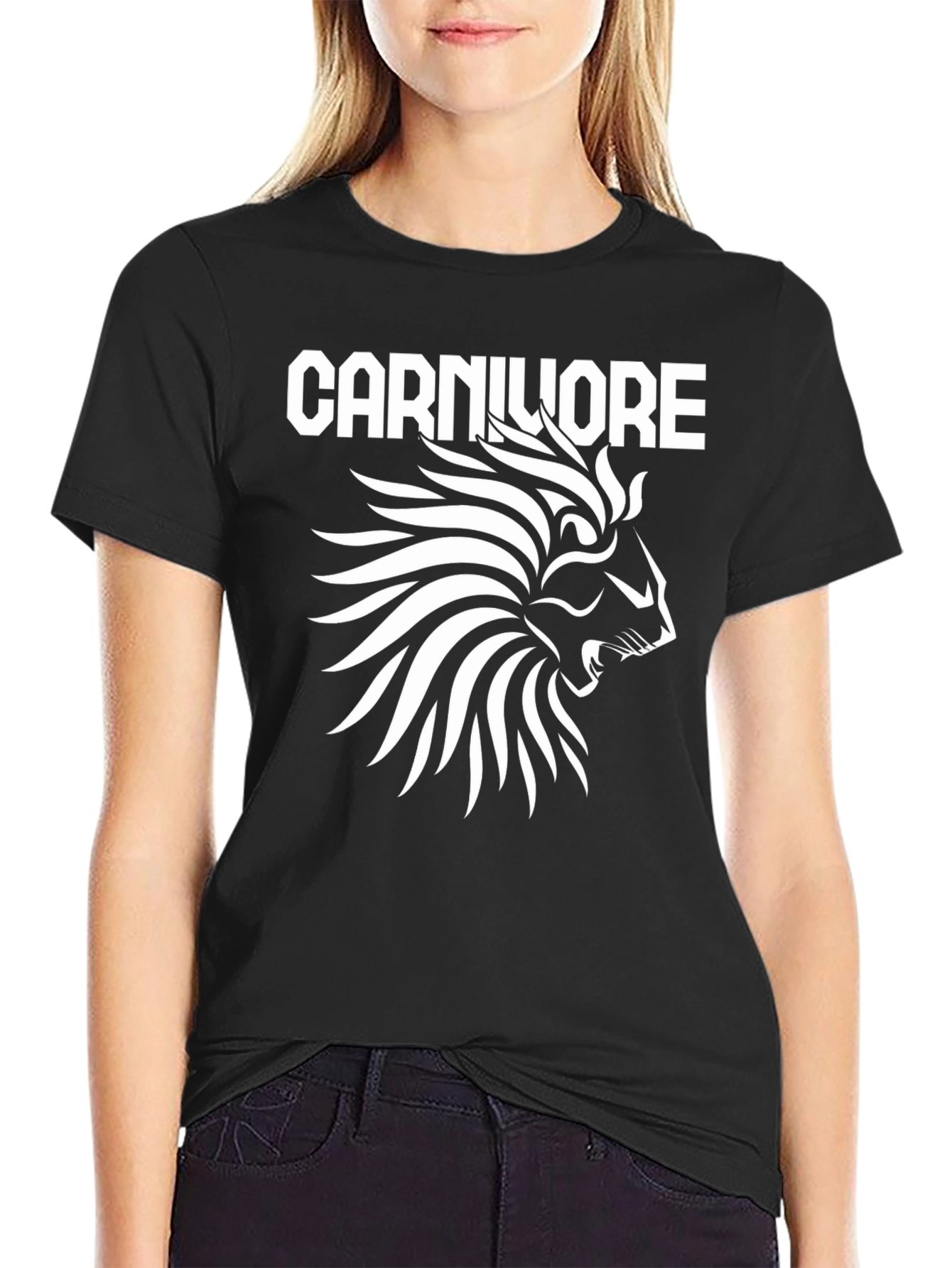 Camiseta Negra Carnivore León Blanco