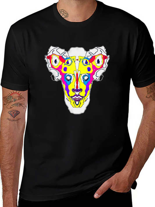Camiseta Negra con Diseño Abstracto Colorido