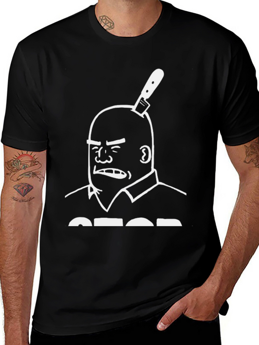 Camiseta Negra Estampada Cabeza Cuchillo