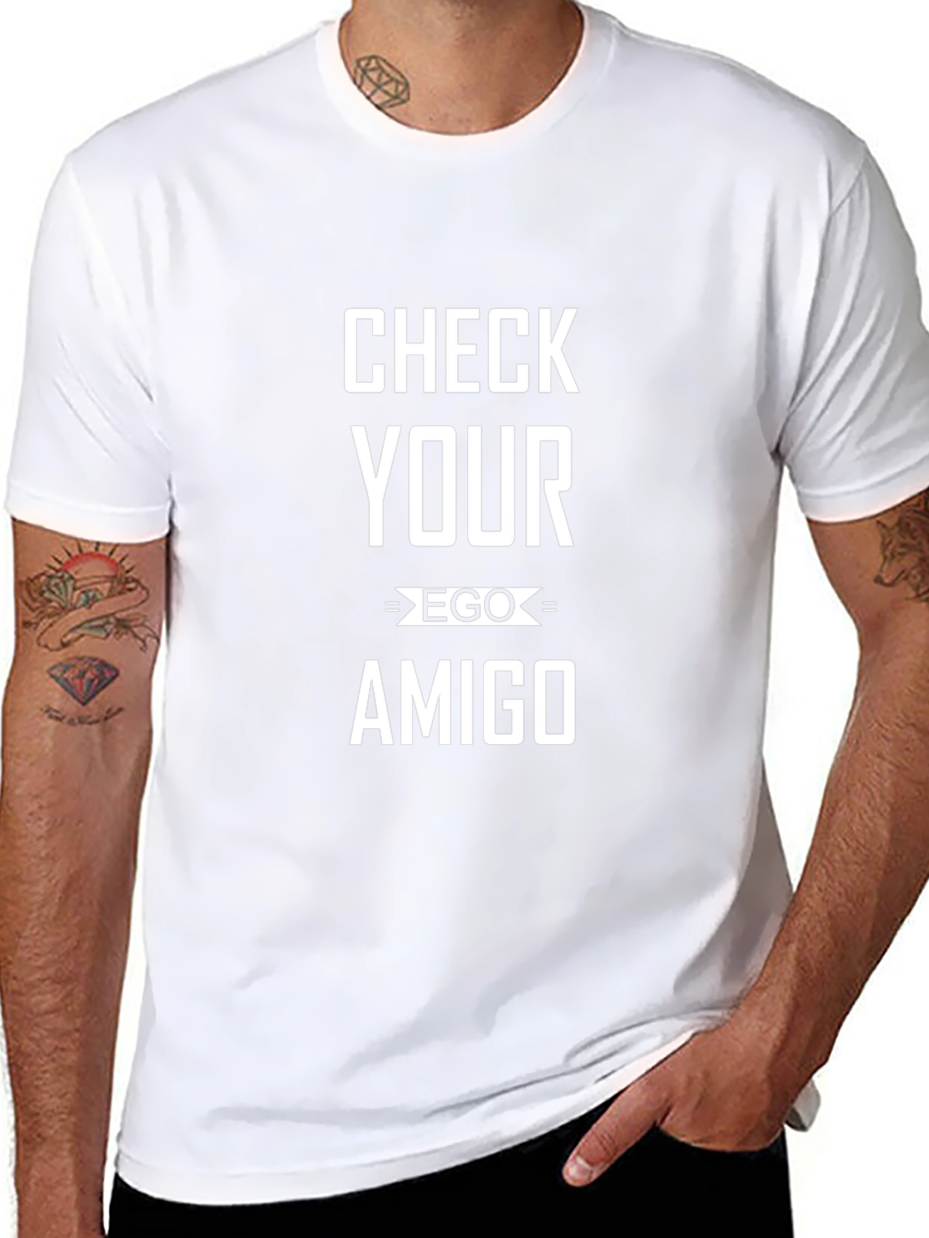 Camiseta Negra Check Your Ego Amigo