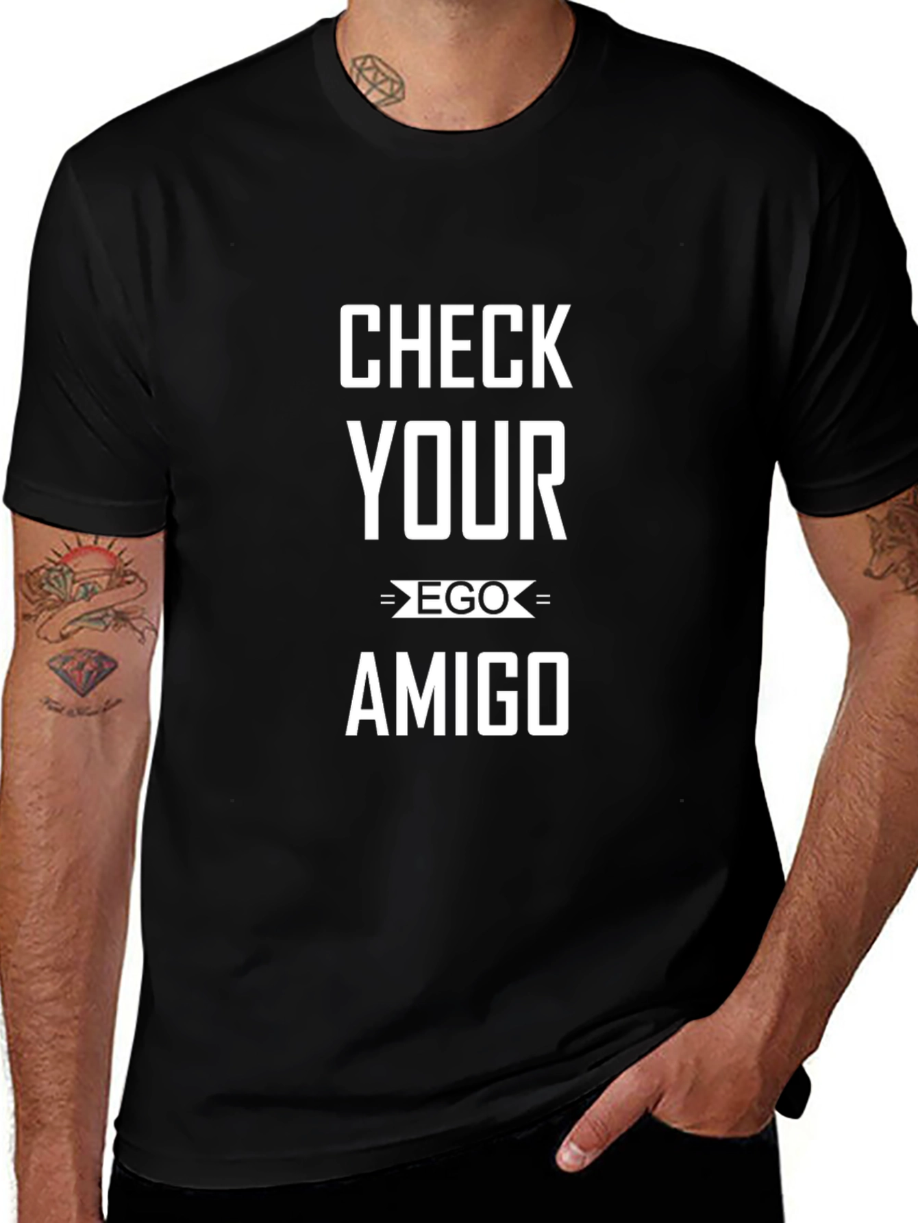 Camiseta Negra Check Your Ego Amigo