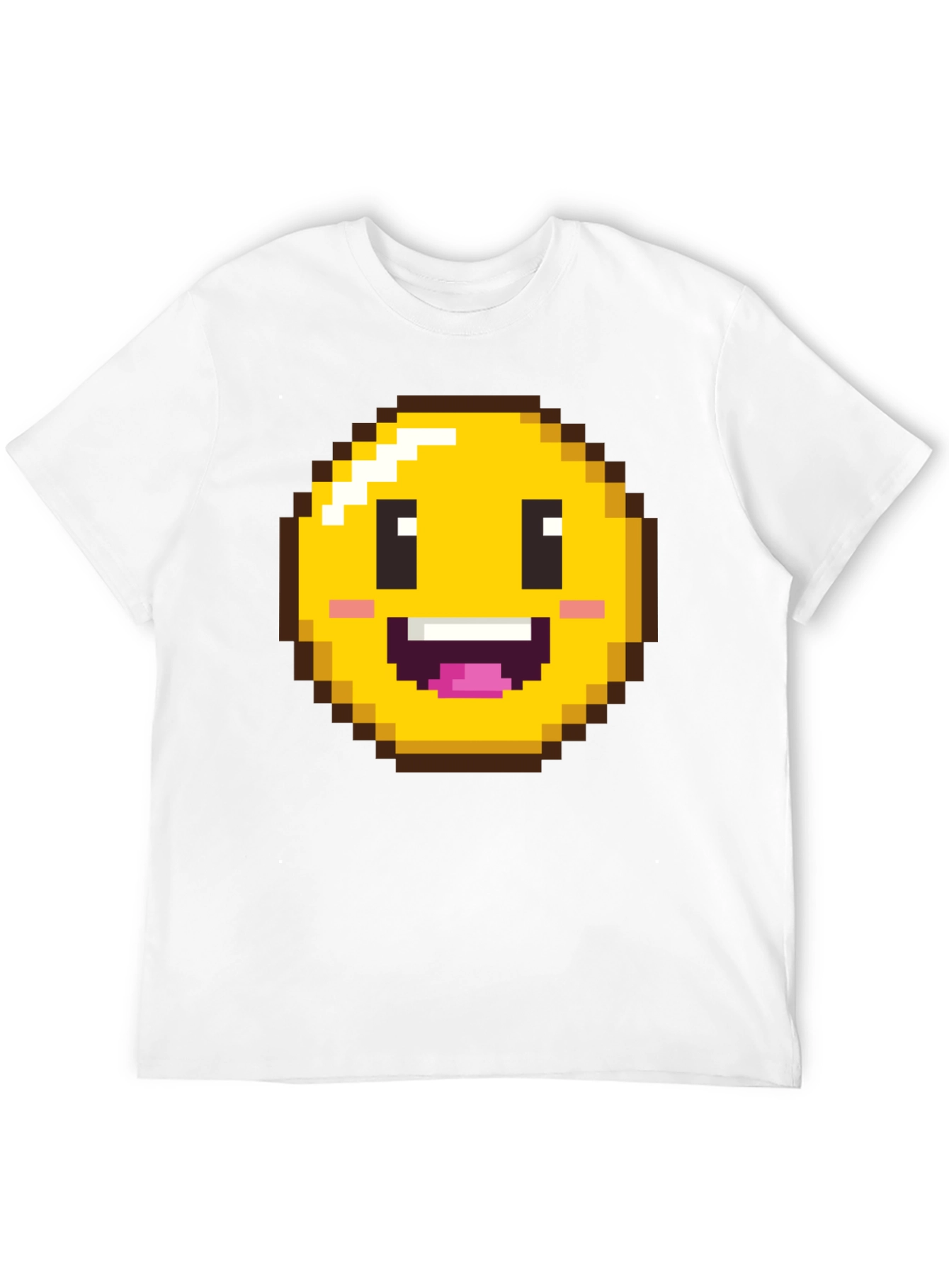 Camiseta Hombre Negra con Emoji Pixelado Sonriente