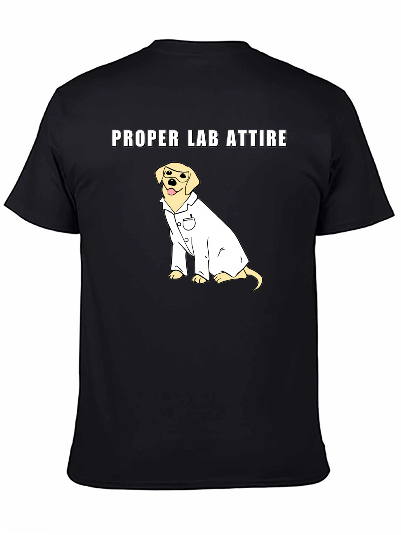 Camiseta Negra: Atuendo de Laboratorio Canino